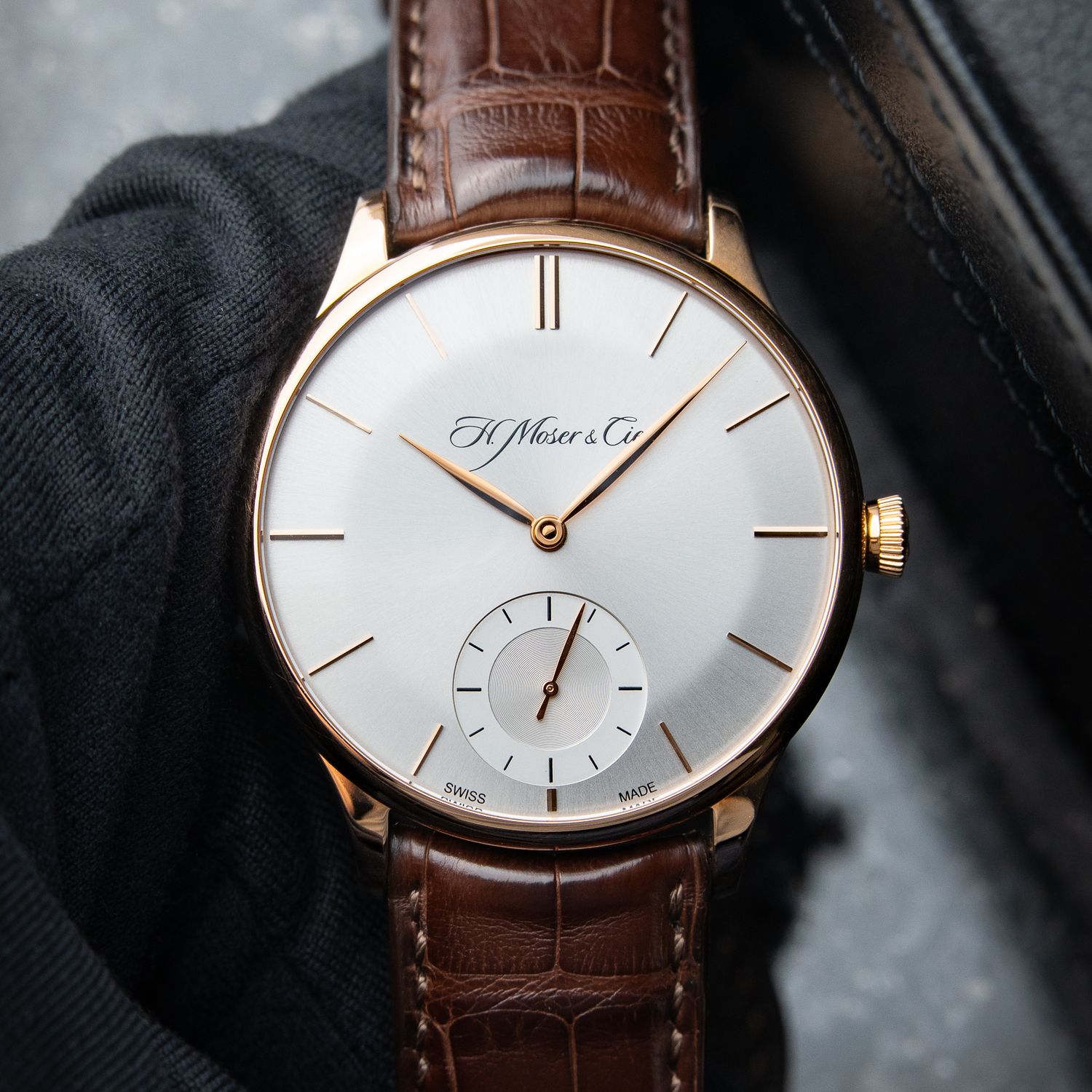 H.Moser & Cie. Venturer Small Seconds Rose Gold Silver Argente Dial Set 39