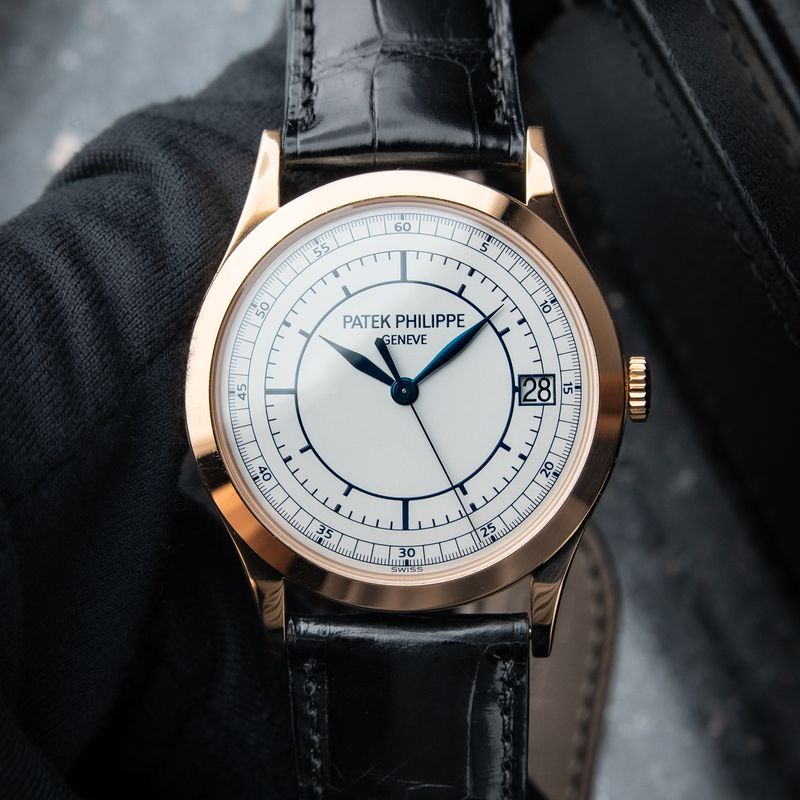 Patek Philippe Calatrava 5296R Rose Gold Silver Dial Leather Box 38