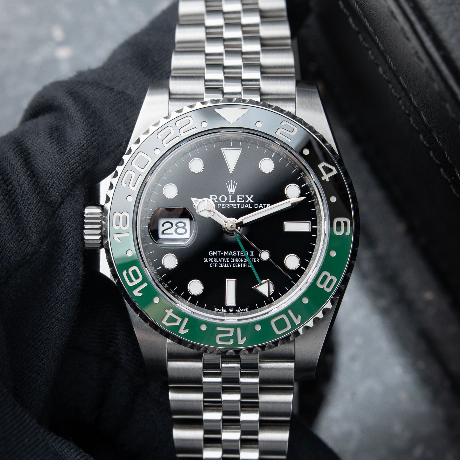 Rolex GMT-Master II 4/2024 Sprite Lefty Green Black Ceramic Steel Jubilee