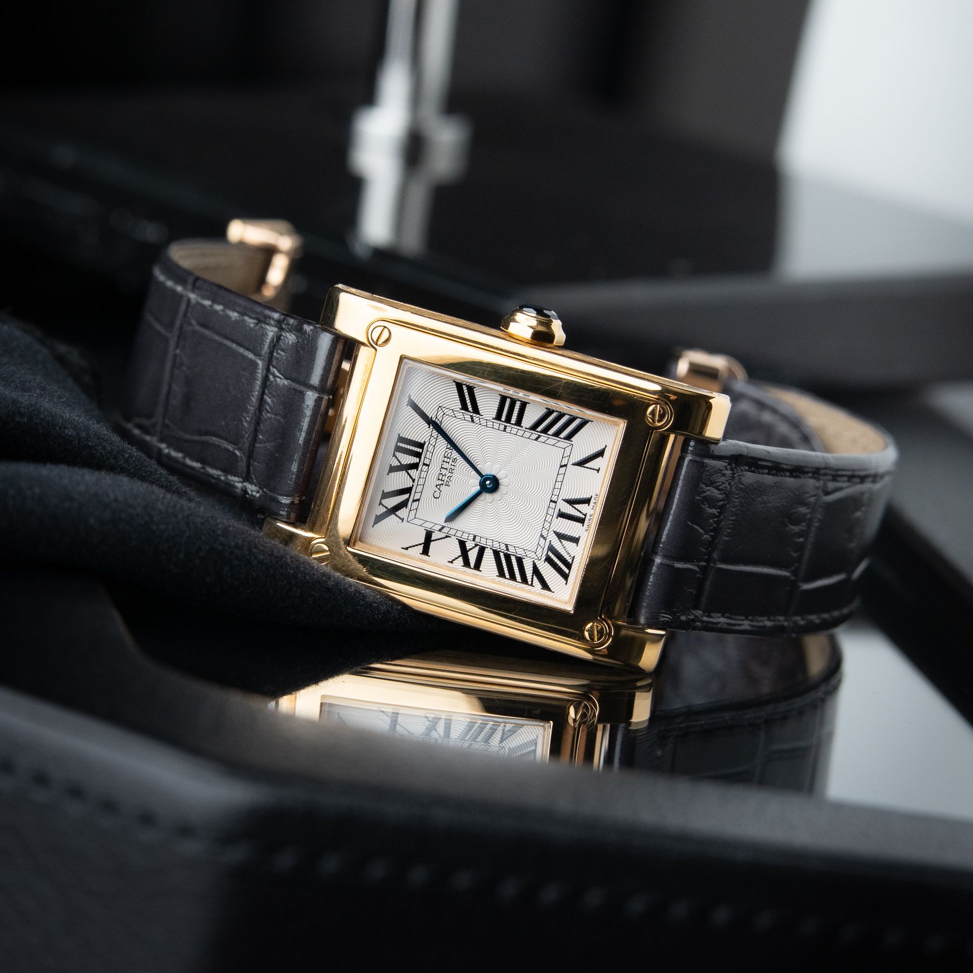 Cartier Tank a Vis Privee CPCP Collection Yellow Gold Silver Dial 2484 E