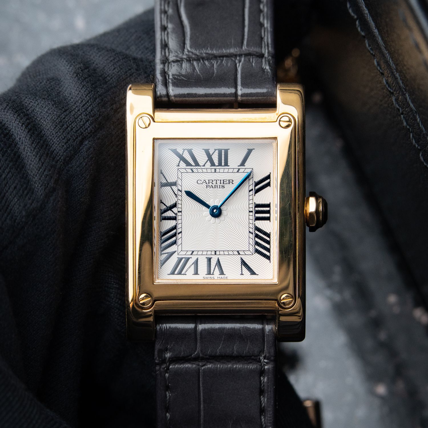 Cartier Tank a Vis Privee CPCP Collection Yellow Gold Silver Dial 2484 E