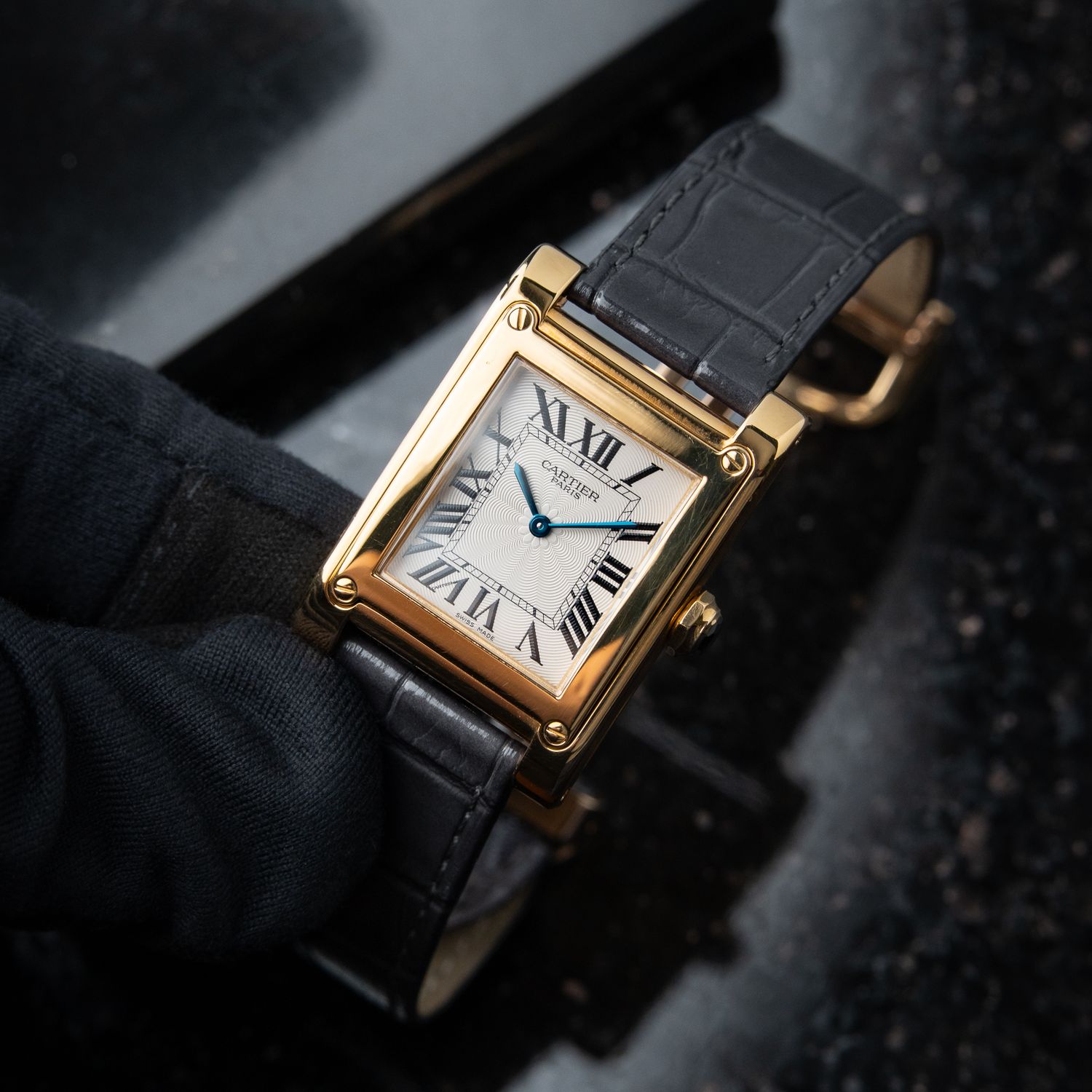 Cartier Tank a Vis Privee CPCP Collection Yellow Gold Silver Dial