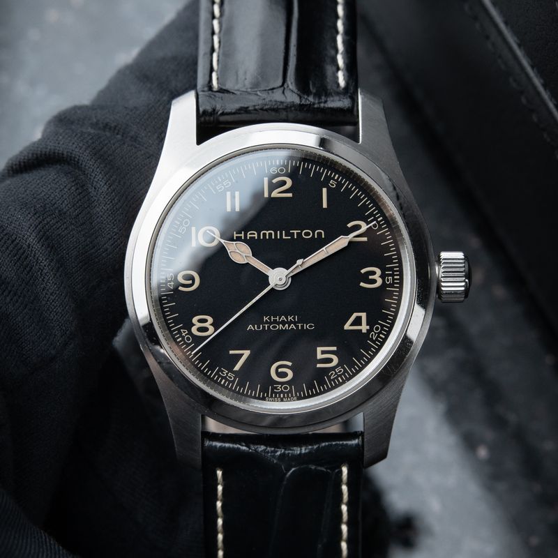 Hamilton Khaki Field Murph Automatic 42 Black Steel Leather H70605731 Set