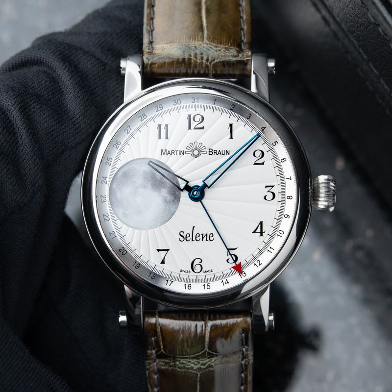 Martin Braun Selene S MAB 88 Moonphase Silver Steel Leather Automatic