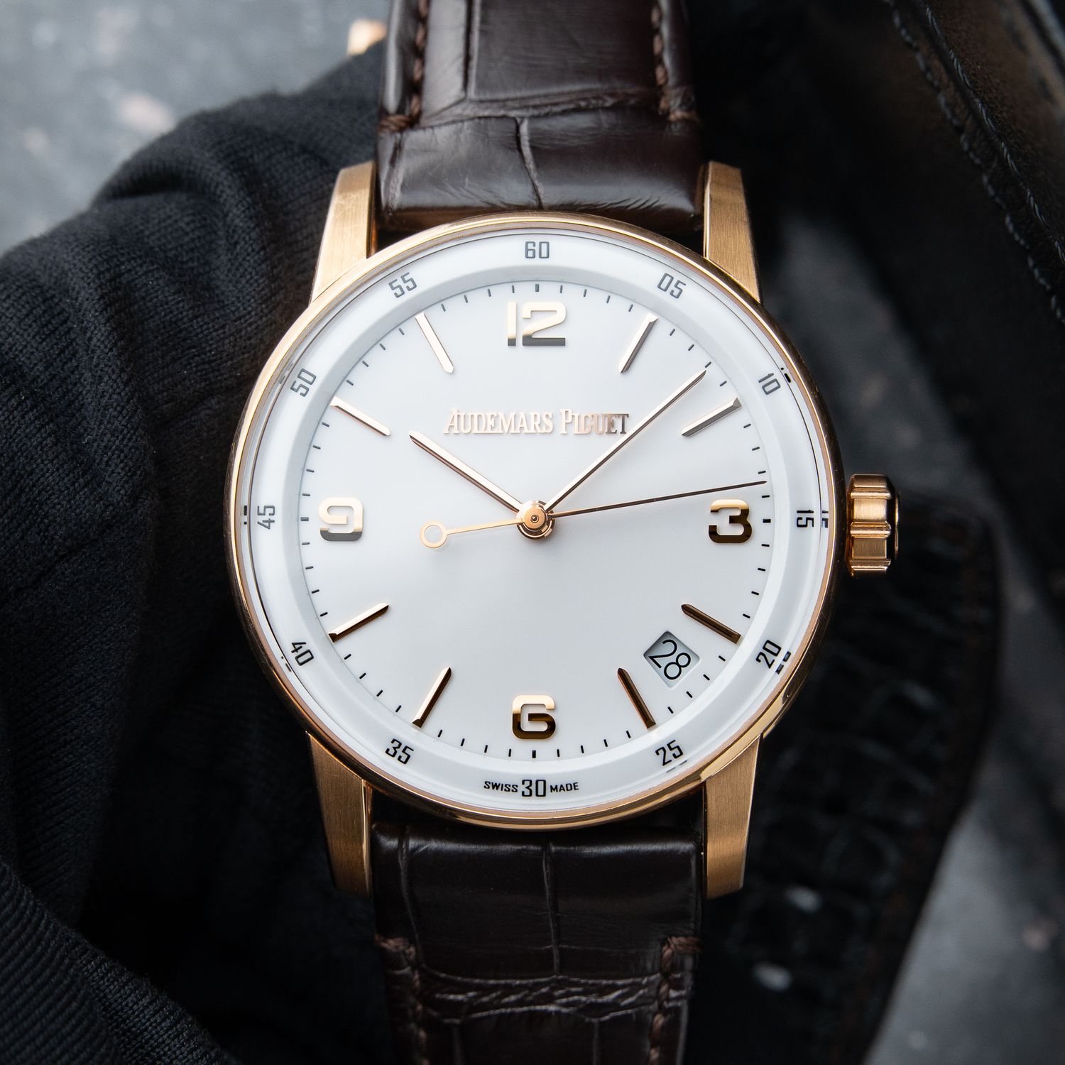 Audemars Piguet Code 11.59 White Dial Rose Gold Leather Automatic 41