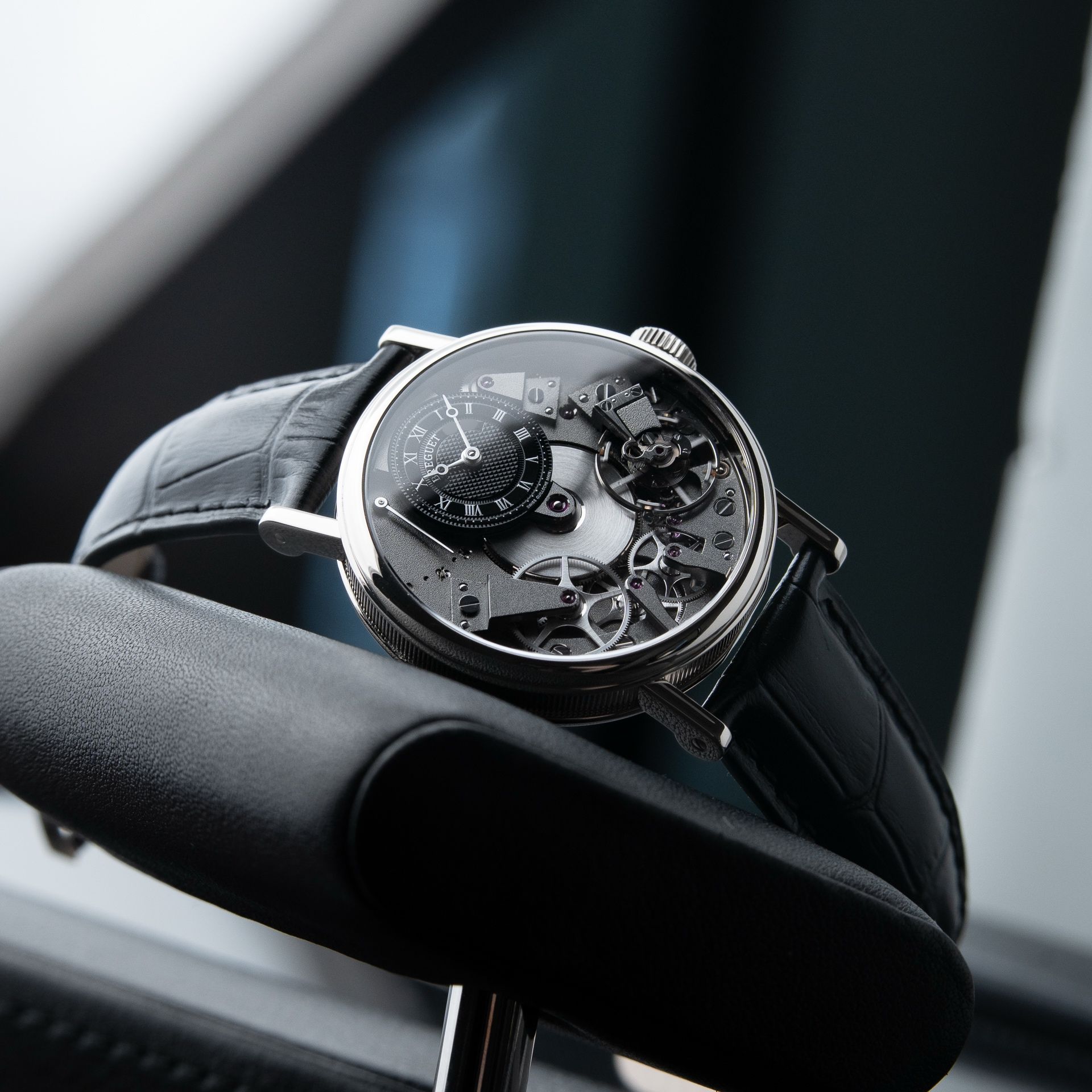 Breguet Tradition CLEAN 7027BB White Gold Power Reserve Black Dial Set 37