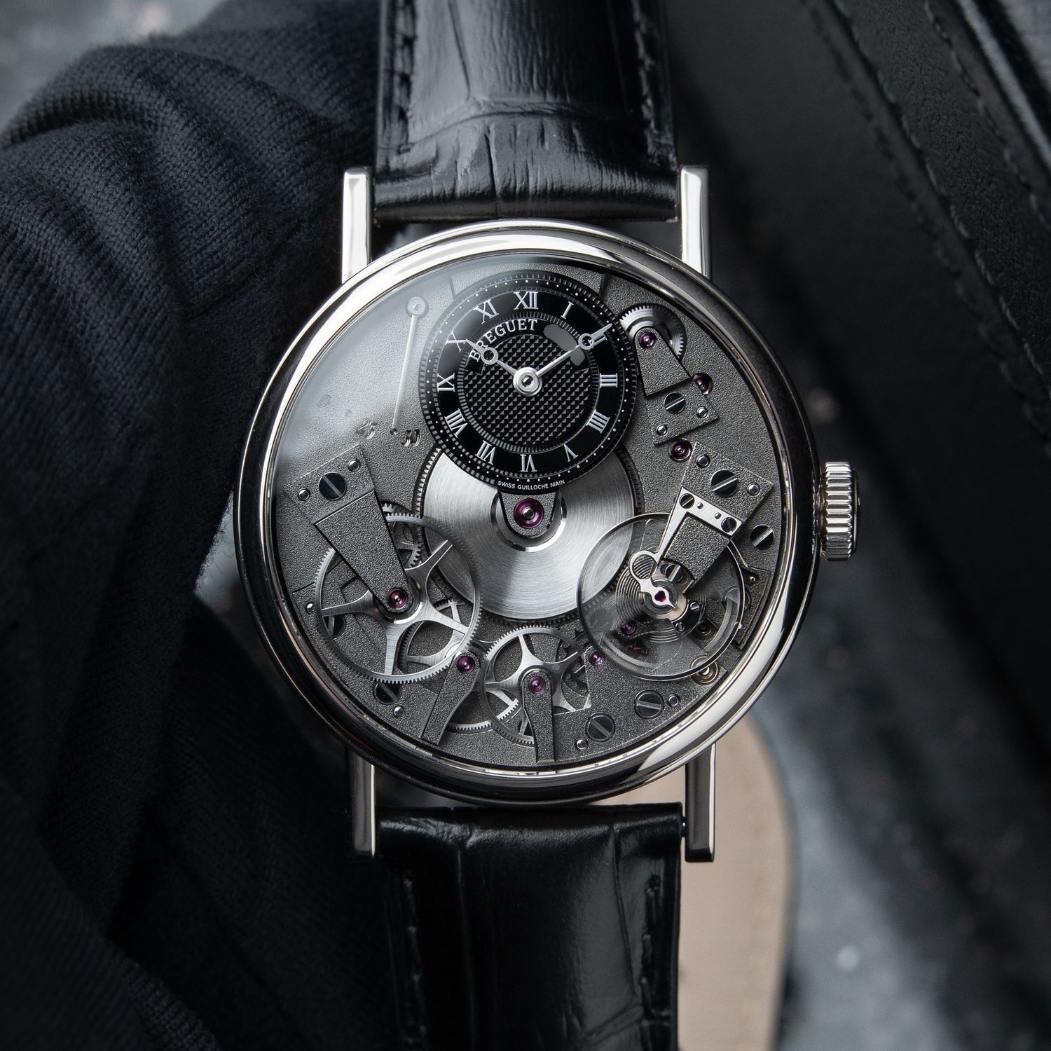 Breguet Tradition CLEAN 7027BB White Gold Power Reserve Black Dial Set 37
