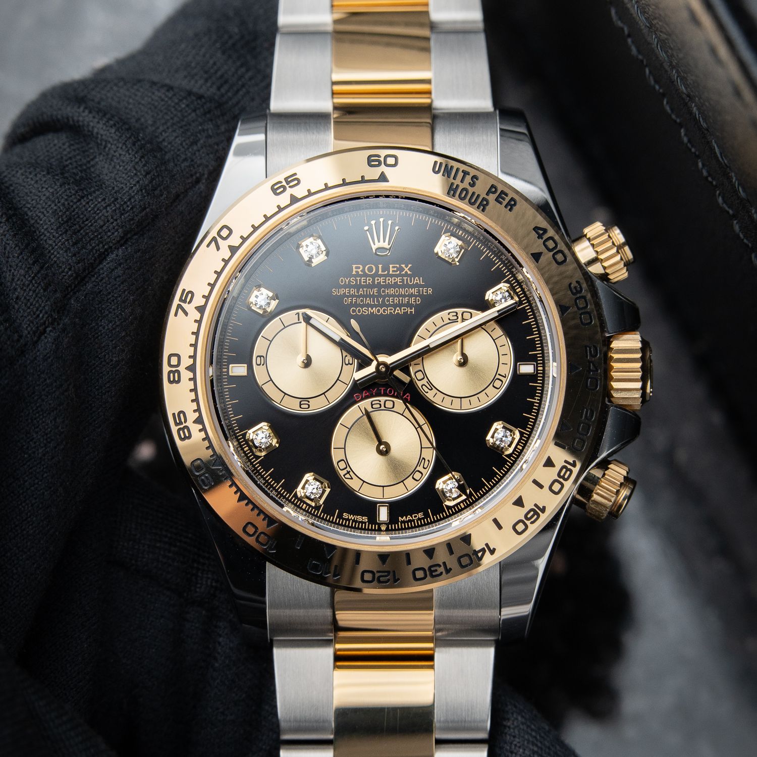 Rolex Daytona UNWORN 8/2025 Cosmograph Diamonds Two Tone Yellow Gold Steel