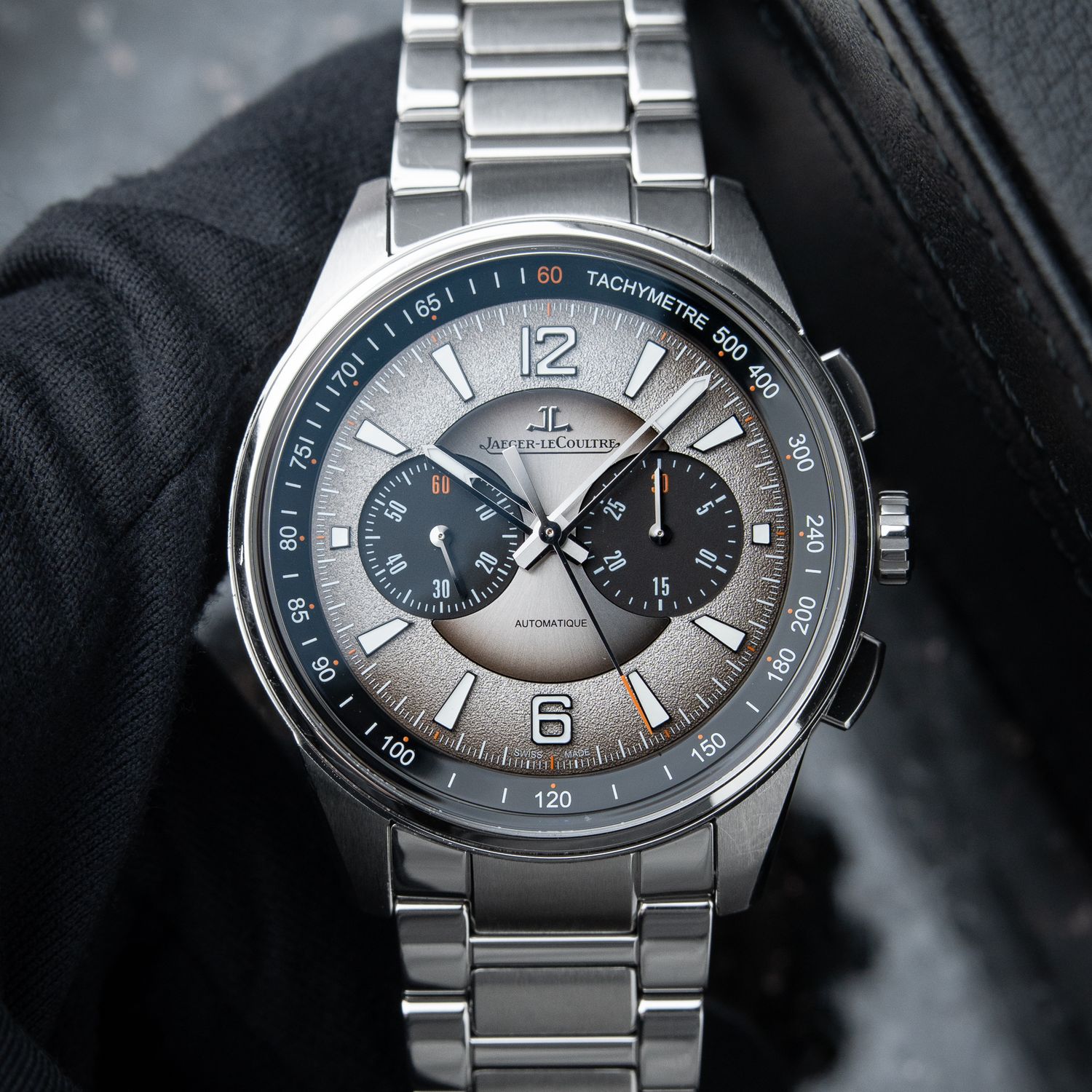 Jaeger-LeCoultre Polaris BRACELET + STRAPS Chronograph Silver Grey Dial 42