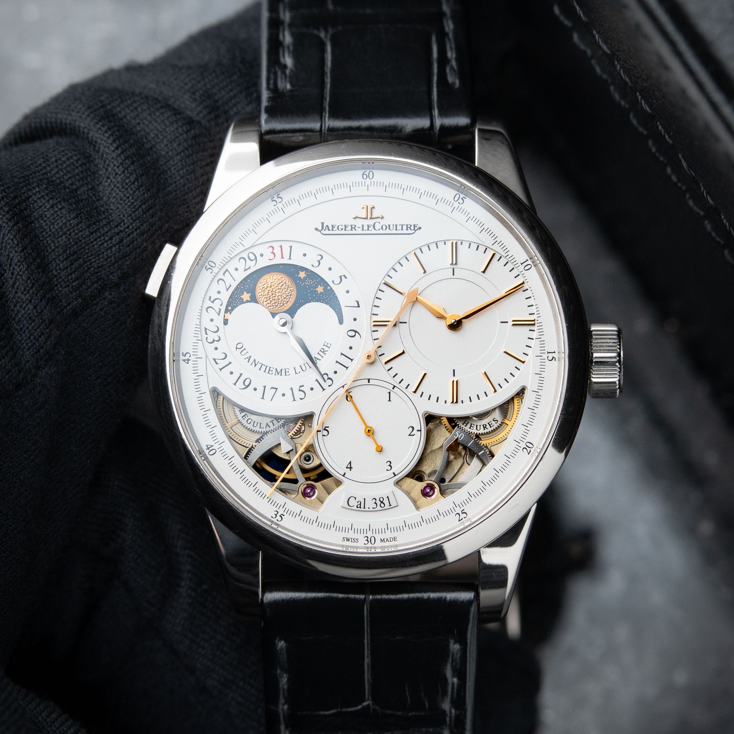 Jaeger-LeCoultre Duomètre Quantieme Lunaire Regulator Moonphase White Gold 602.3.24.S