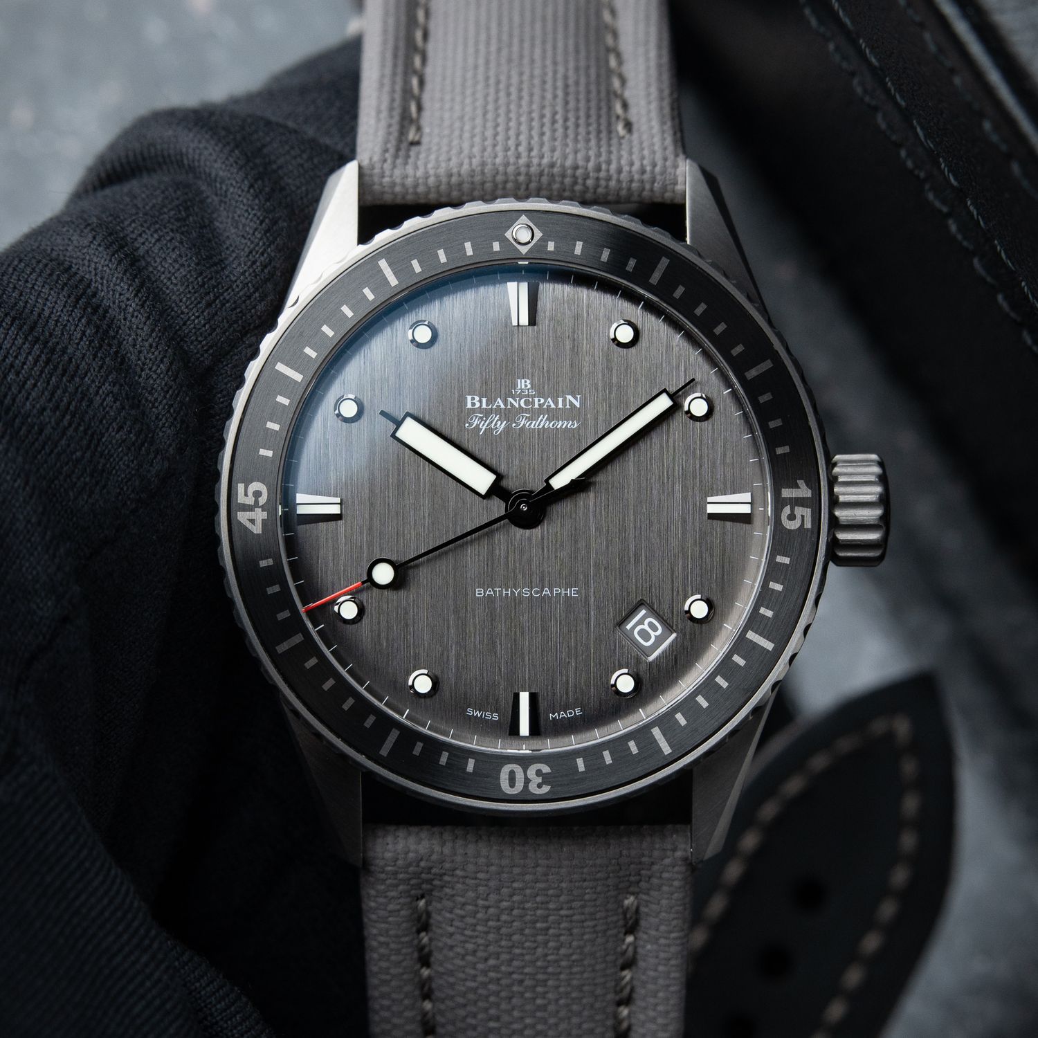 Blancpain Fifty Fathoms Bathyscaphe 5000 Titanium Grey Anthracite Diver 43