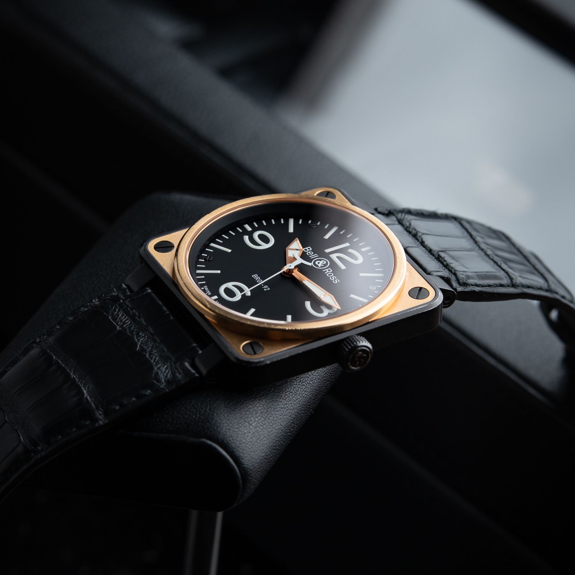 Bell & Ross BR01-92 Aviation Type Rose Gold PVD Steel 46mm Black Dial Set