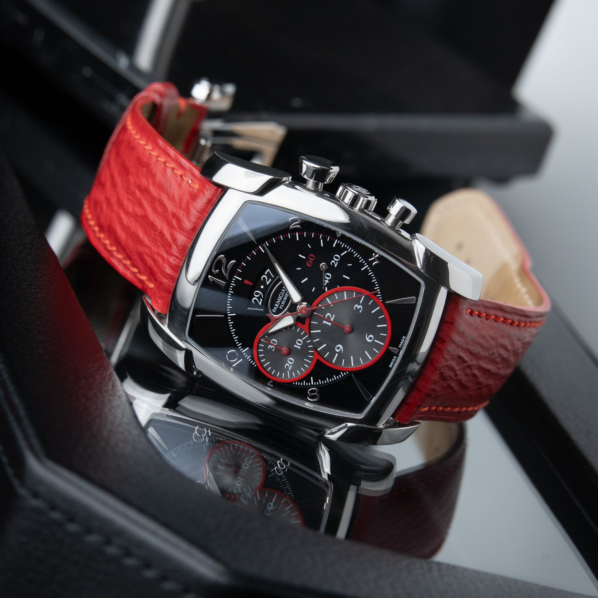 Parmigiani Fleurier Kalpa Kalpagraphe Chronograph Black Dial Red Accents Box