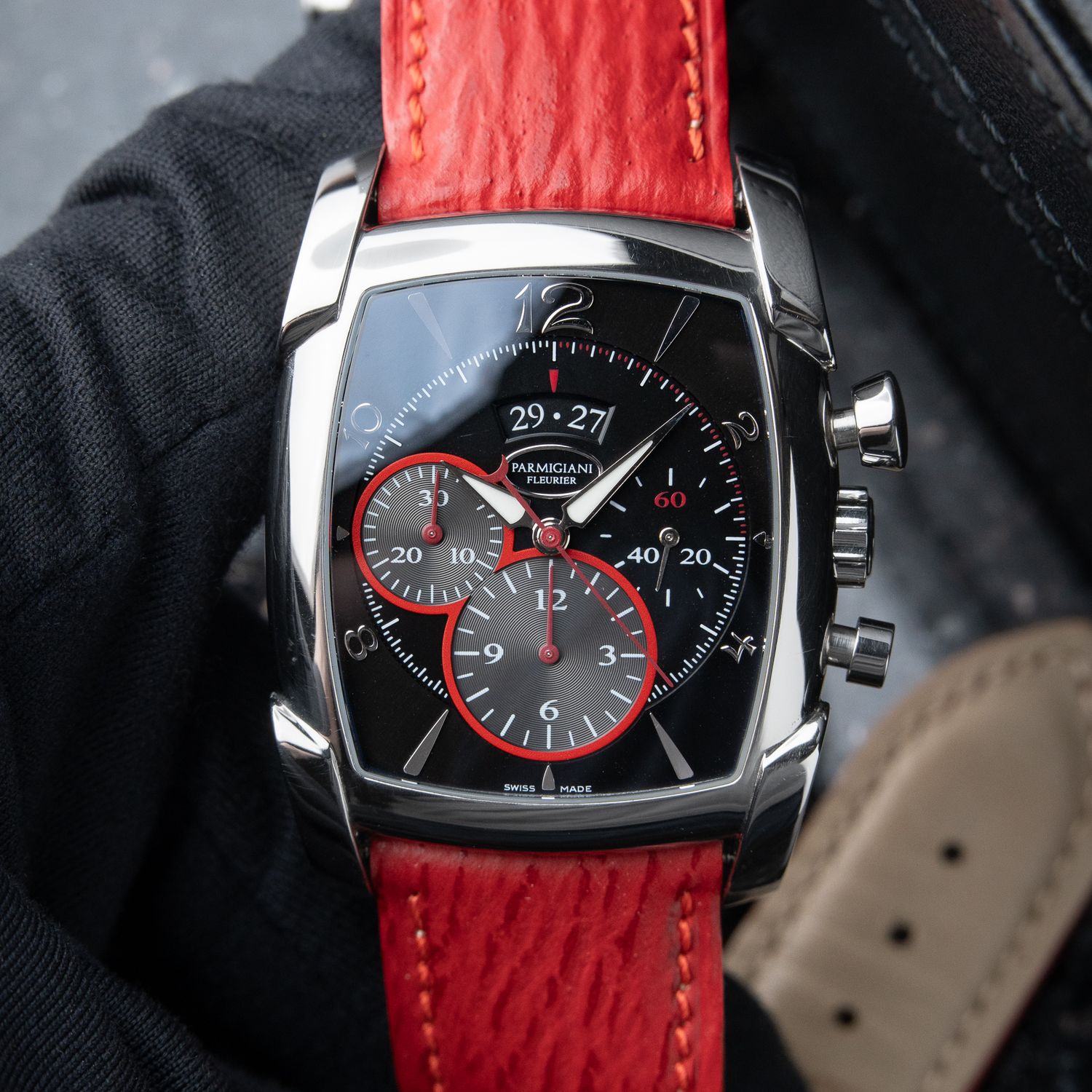 Parmigiani Fleurier Kalpa Kalpagraphe Chronograph Black Dial Red Accents Box