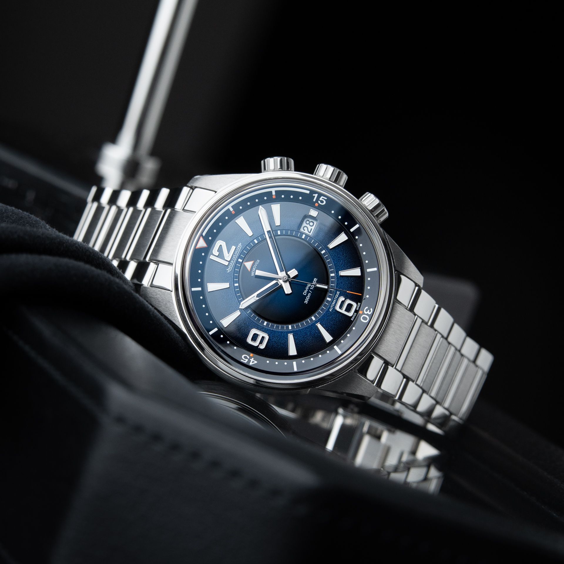 Jaeger-LeCoultre Polaris CLEAN Mariner Memovox BRACELET & STRAP Alarm 300M Box and Papers