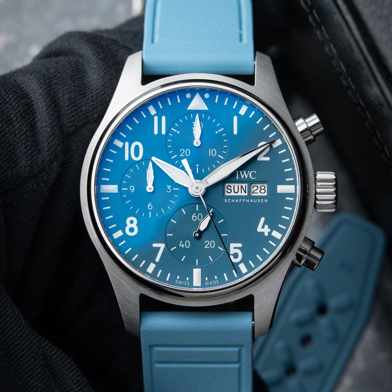 IWC Pilot's Watch Chronograph CLEAN 7/2025 Day Date Light Blue Dial Automatic 41