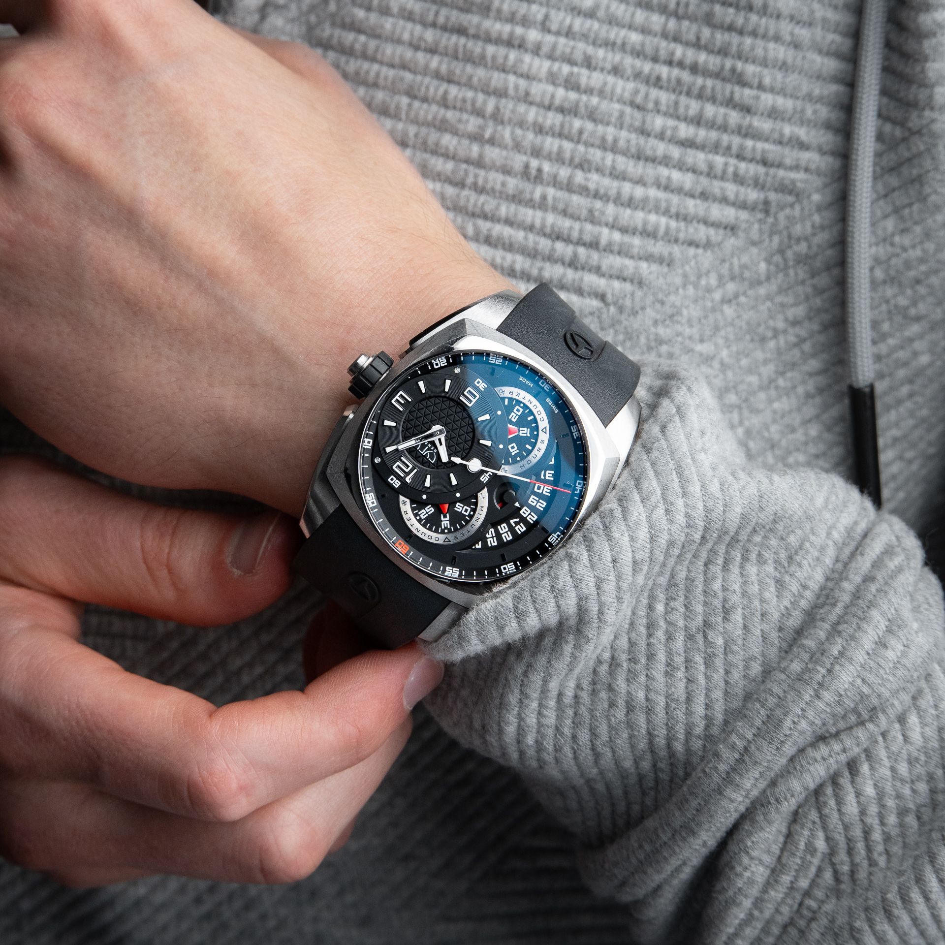 Cyrus Klepcys Chronograph Limited Edition Big Date Black Dial Steel Rubber Box and Papers