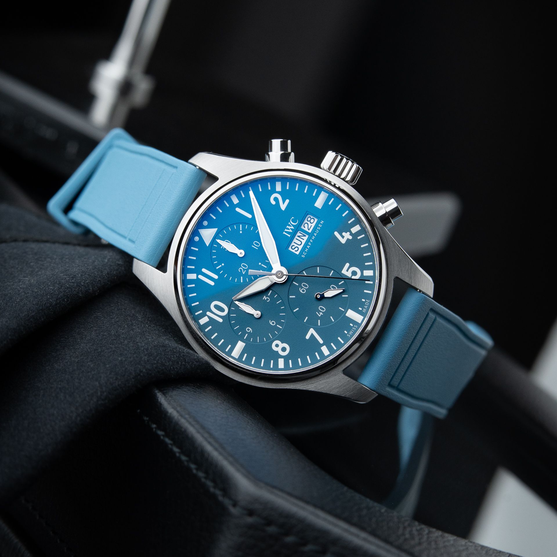 IWC Pilot's Watch Chronograph CLEAN 7/2025 Day Date Light Blue Dial Automatic 41