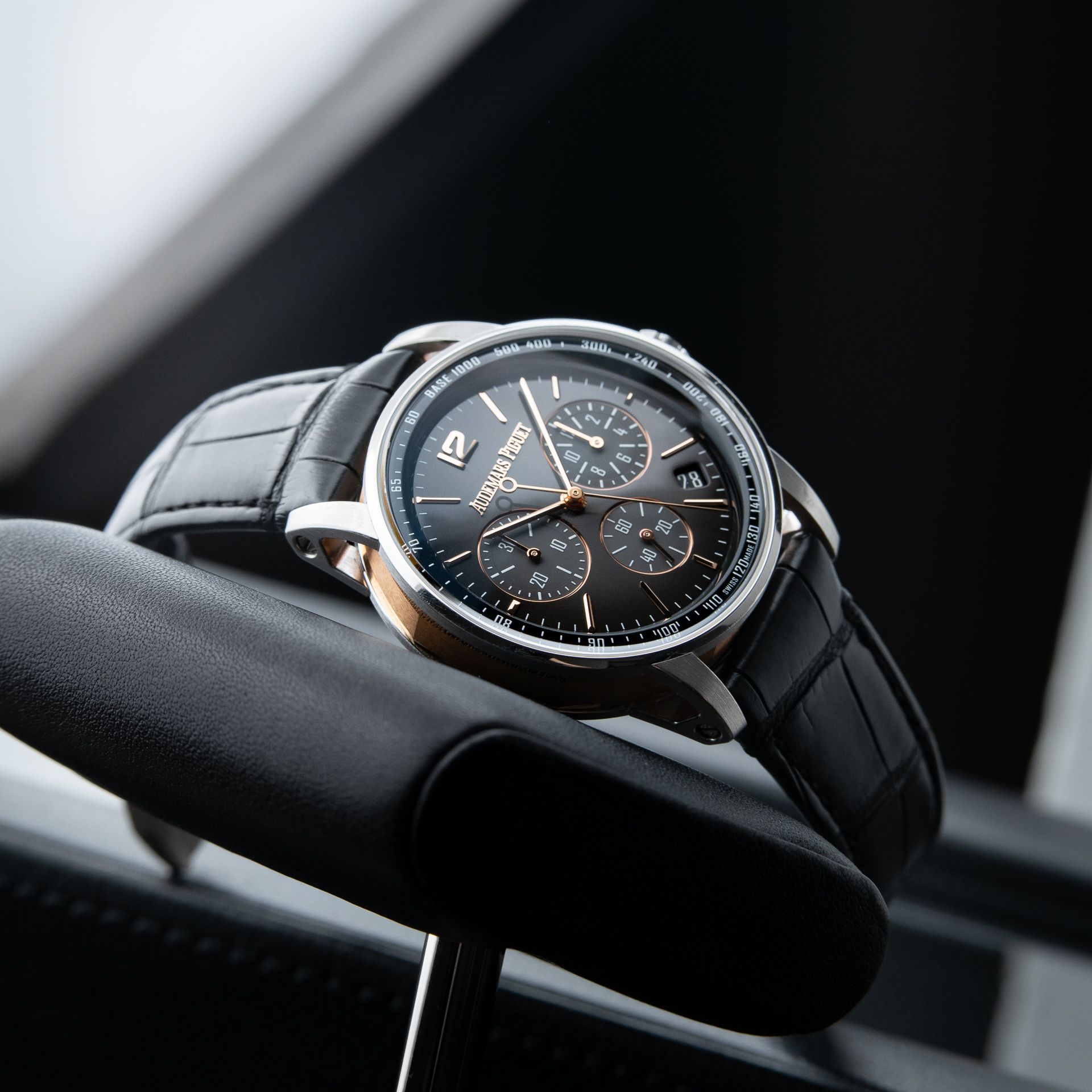 Audemars Piguet Code 11.59 Two Tone Chronograph White Rose Gold Grey Dial Box and Papers