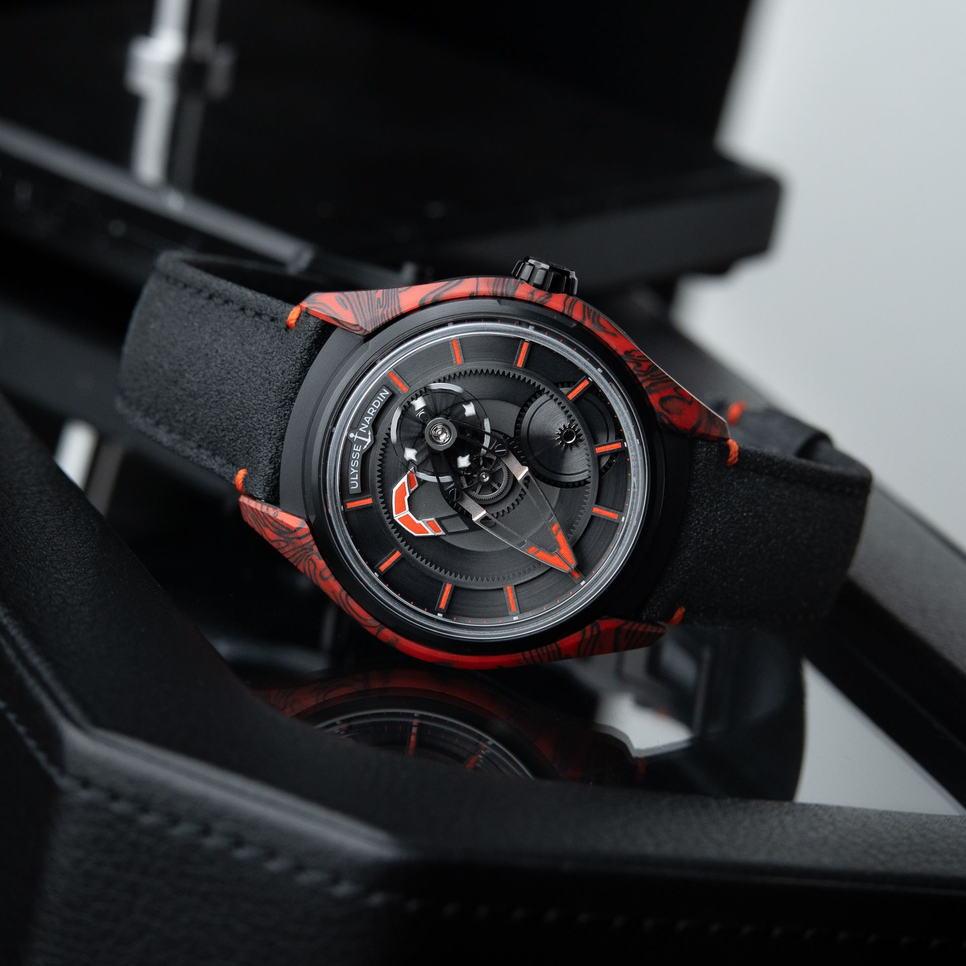 Ulysse Nardin Freak X UNWORN 10/2024 Magma Carbon Red Black Leather 43mm Box and Papers