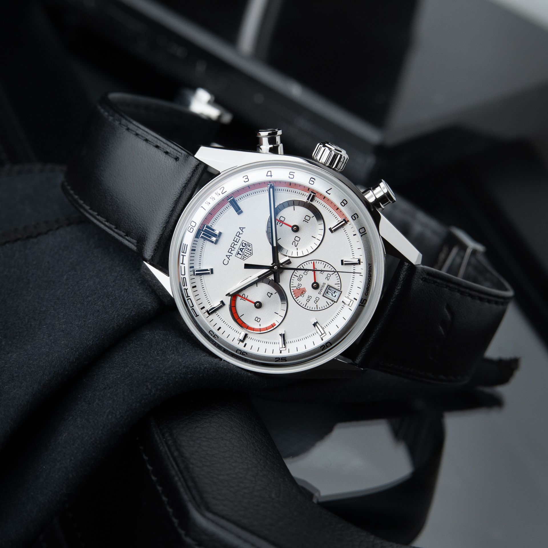 TAG Heuer Carrera Chronosprint X Porsche Chronograph Silver Dial Steel 42