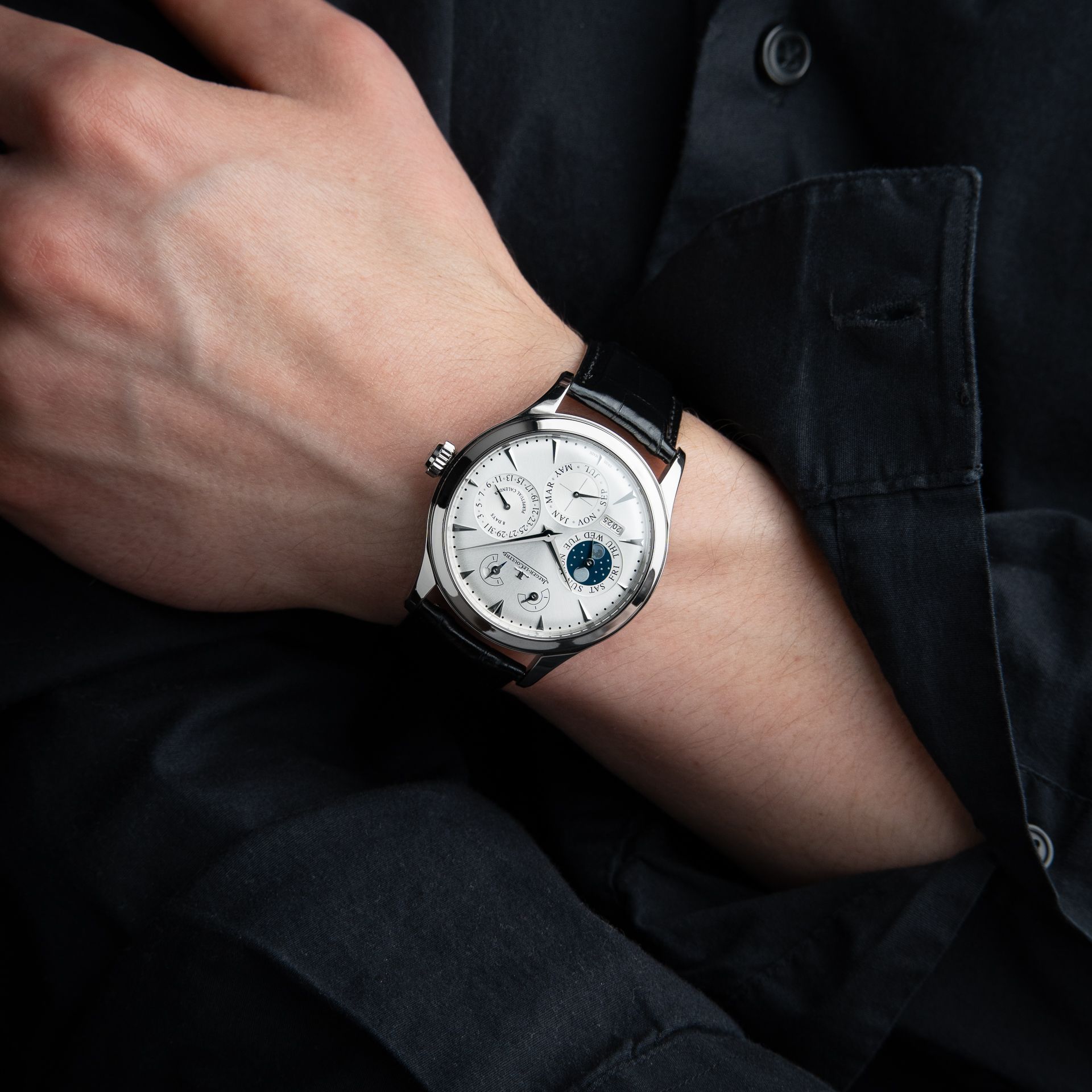 Jaeger-LeCoultre Master 8 Days Perpetual Calendar Moon Phase Silver Dial