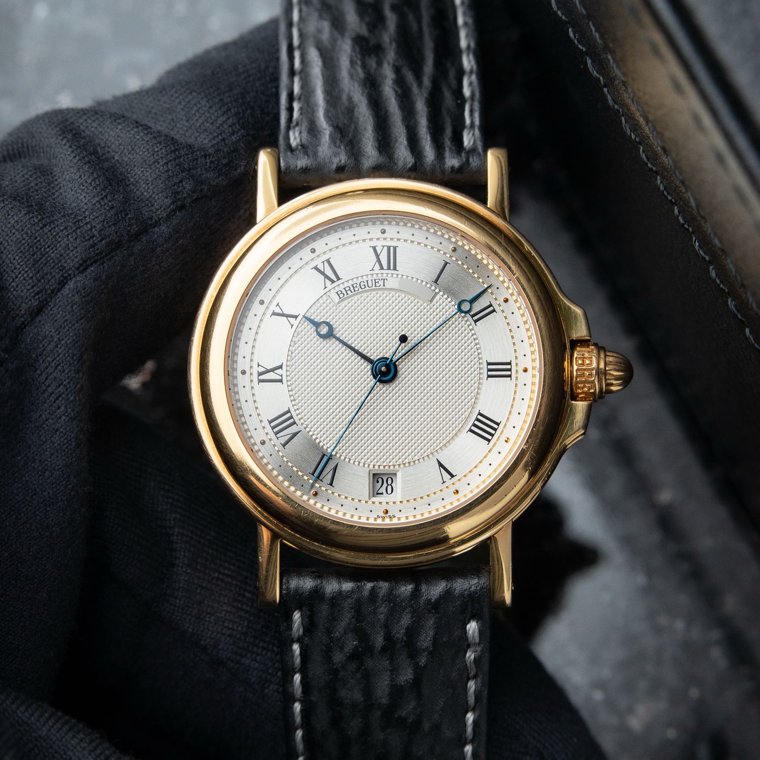 Breguet Horloger De La Marine Yellow Gold 3400BA Guilloche Dial Automatic