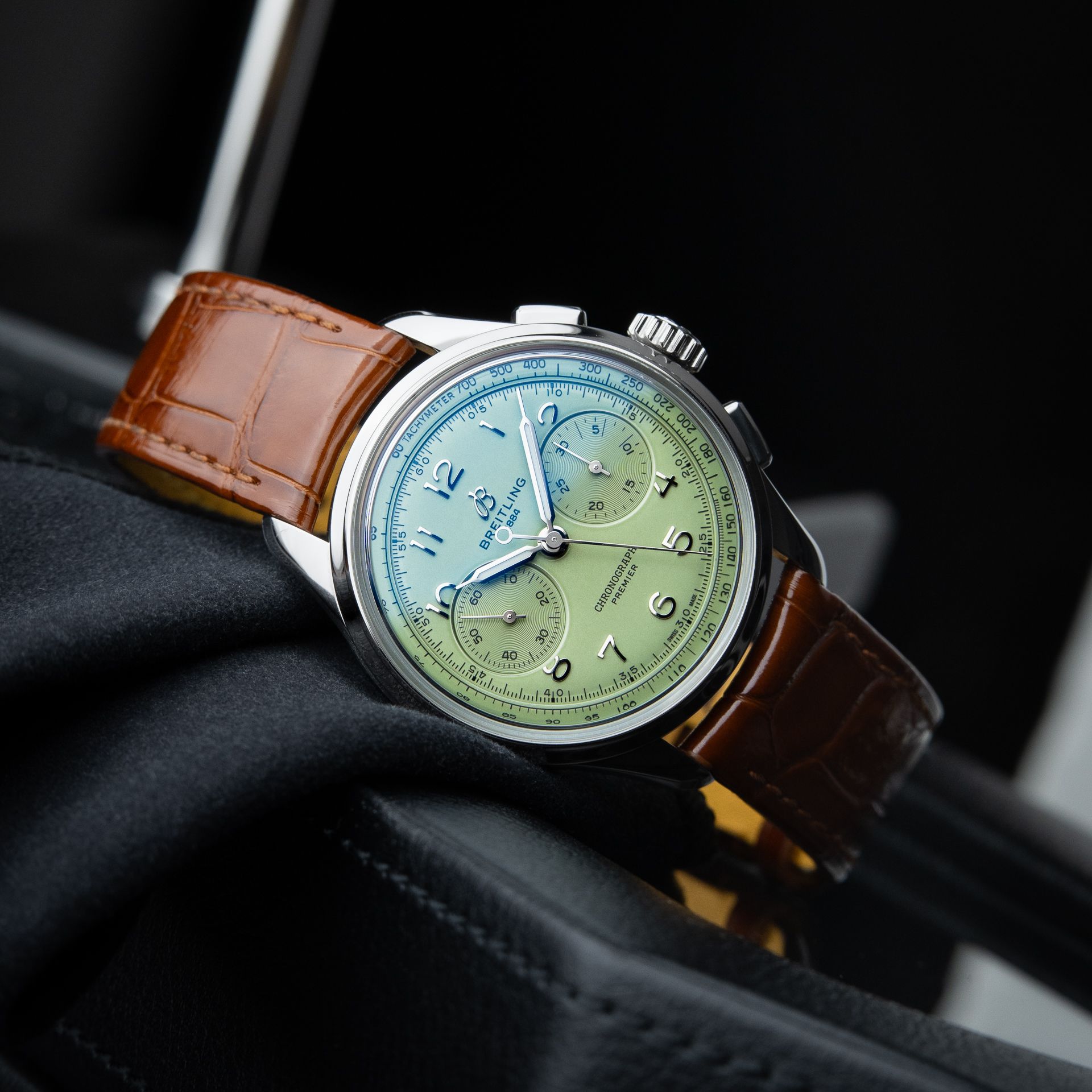 Breitling Premier B09 Chronograph Pistachio Green Dial Steel Leather 40mm