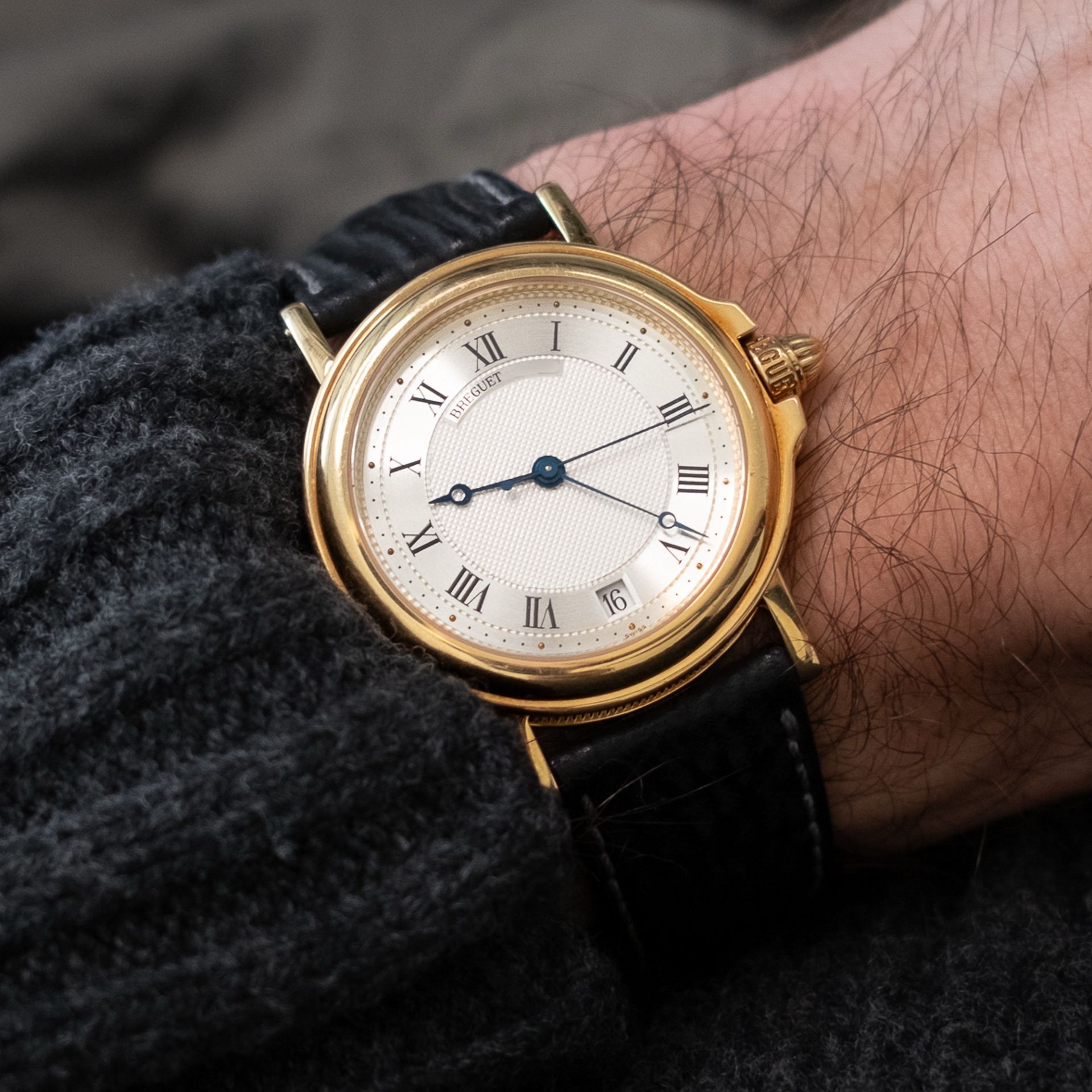 Breguet Horloger De La Marine Yellow Gold 3400BA Guilloche Dial Automatic