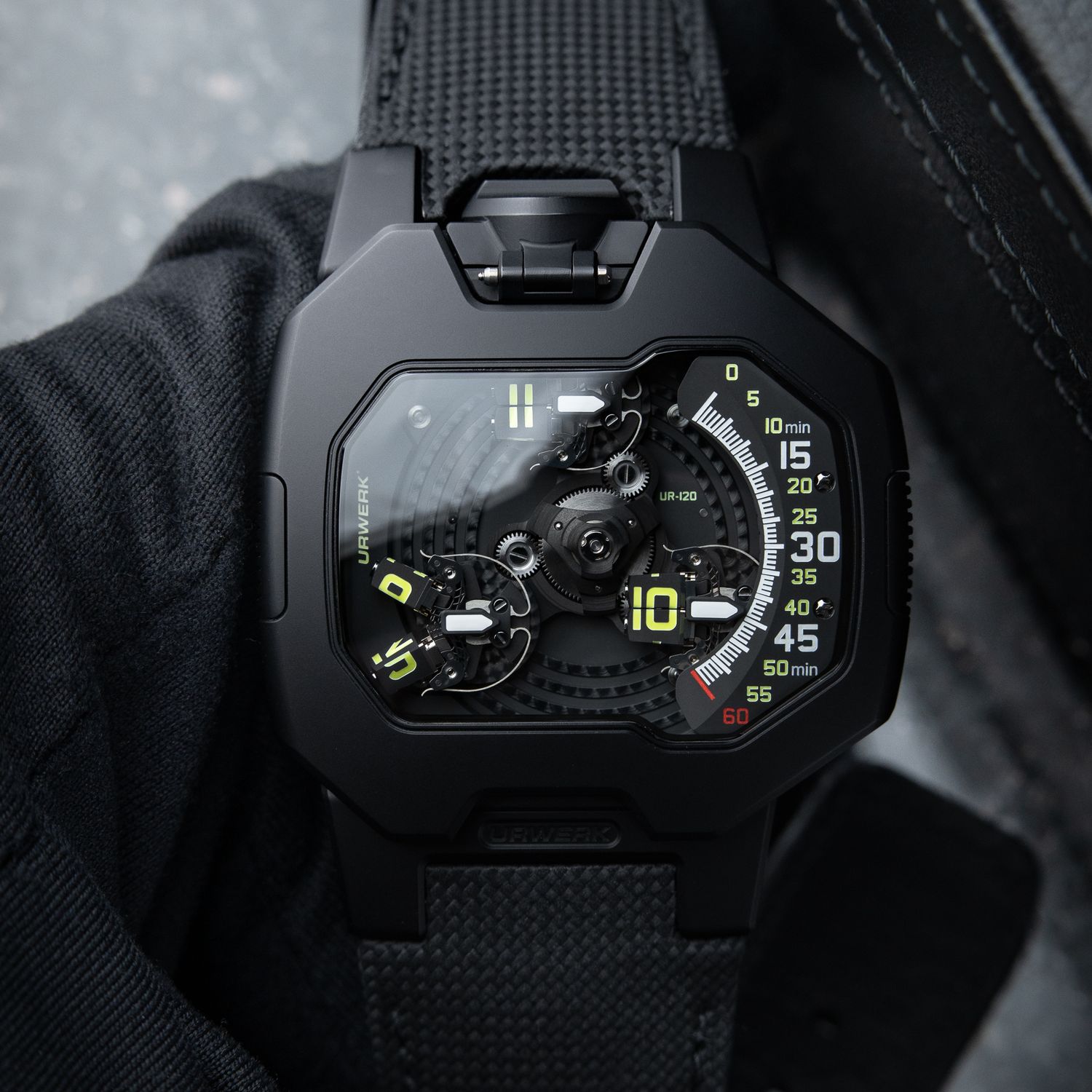 URWERK UR-120 Space Black RARE PVD Titanium Automatic Openworked Watch