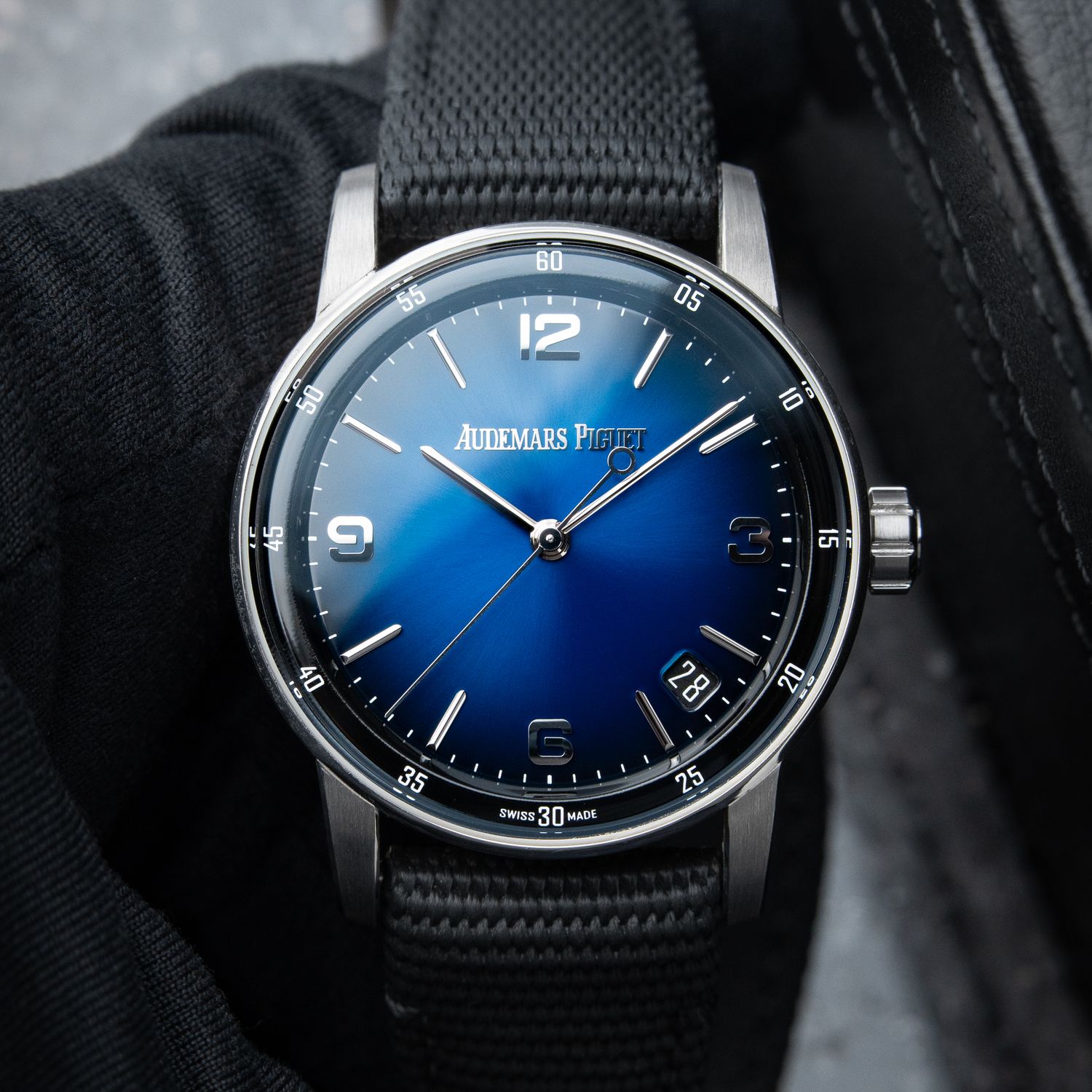 Audemars Piguet Code 11.59 Lacquered Blue Dial White Gold Rubber Set 41mm 15210BC Box and Papers Audemars Piguet Code 11.59 Lacquered Blue Dial White Gold Rubber Set 41mm 15210BC Box and Papers