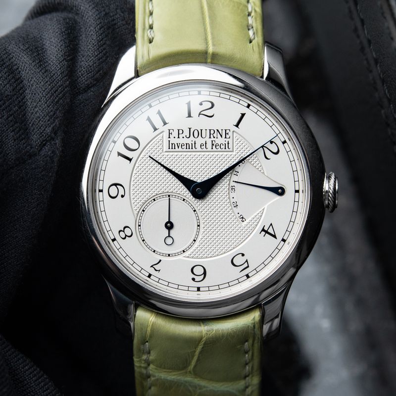 F.P.Journe Souveraine Chronometre Souverain Ref. CS Platinum Silver White Guilloche Souveraine STRAPS