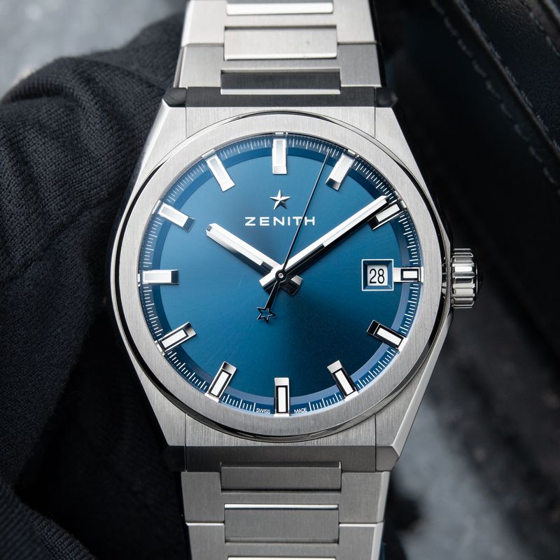 Zenith Defy Classic STICKERS Blue Dial Titanium Bracelet Date Automatic