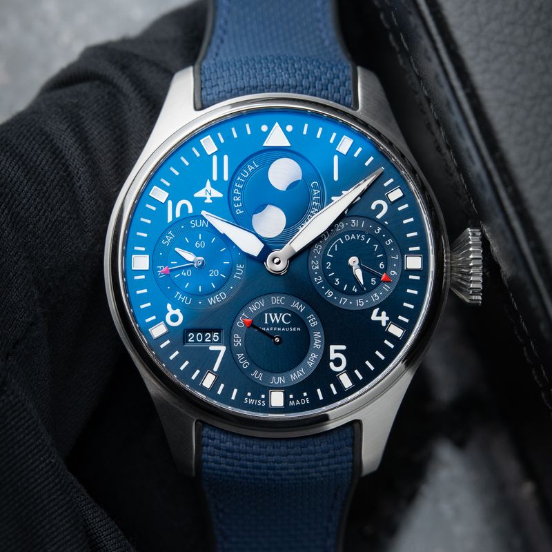 IWC Big Pilot's Watch SERVICED Perpetual Calendar 7 Days Blue Dial STRAPS