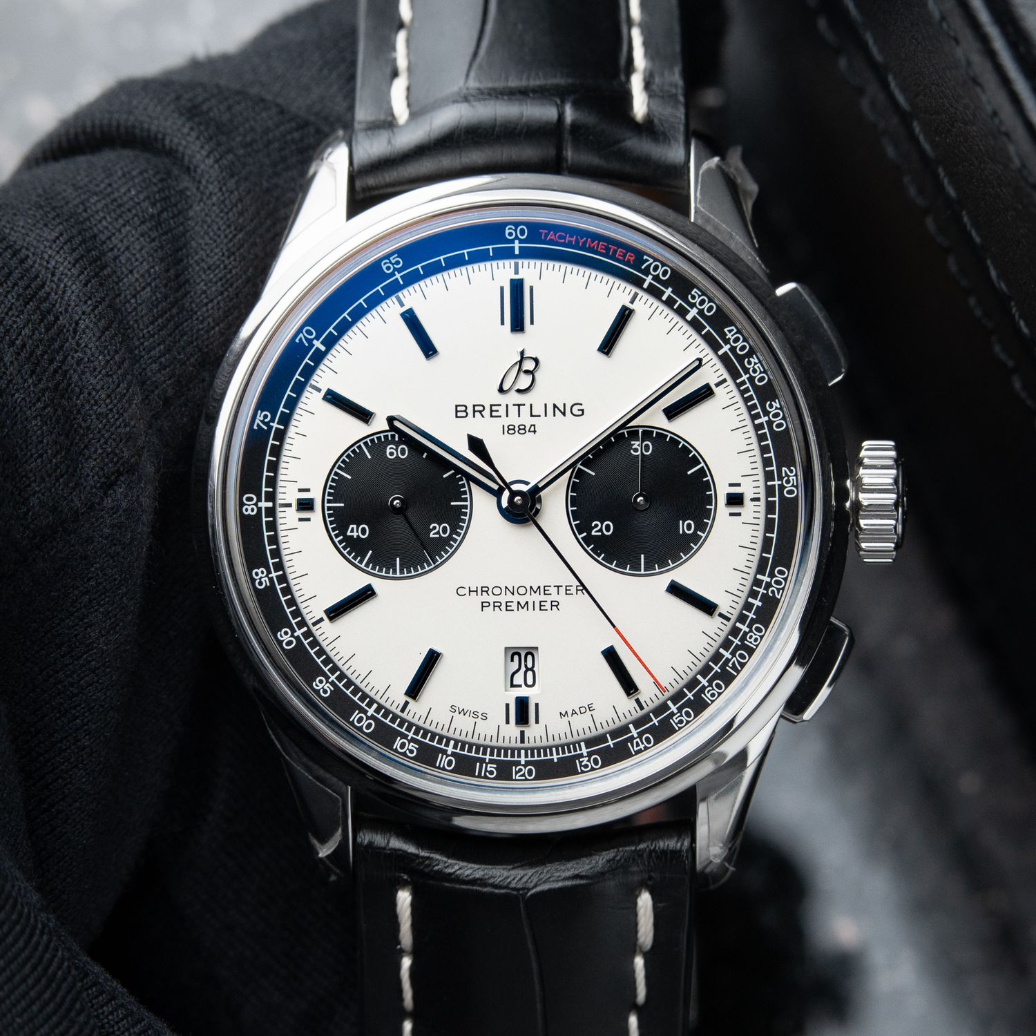 Breitling Premier STICKERED B01 Chronograph Panda Silver Dial Automatic 42