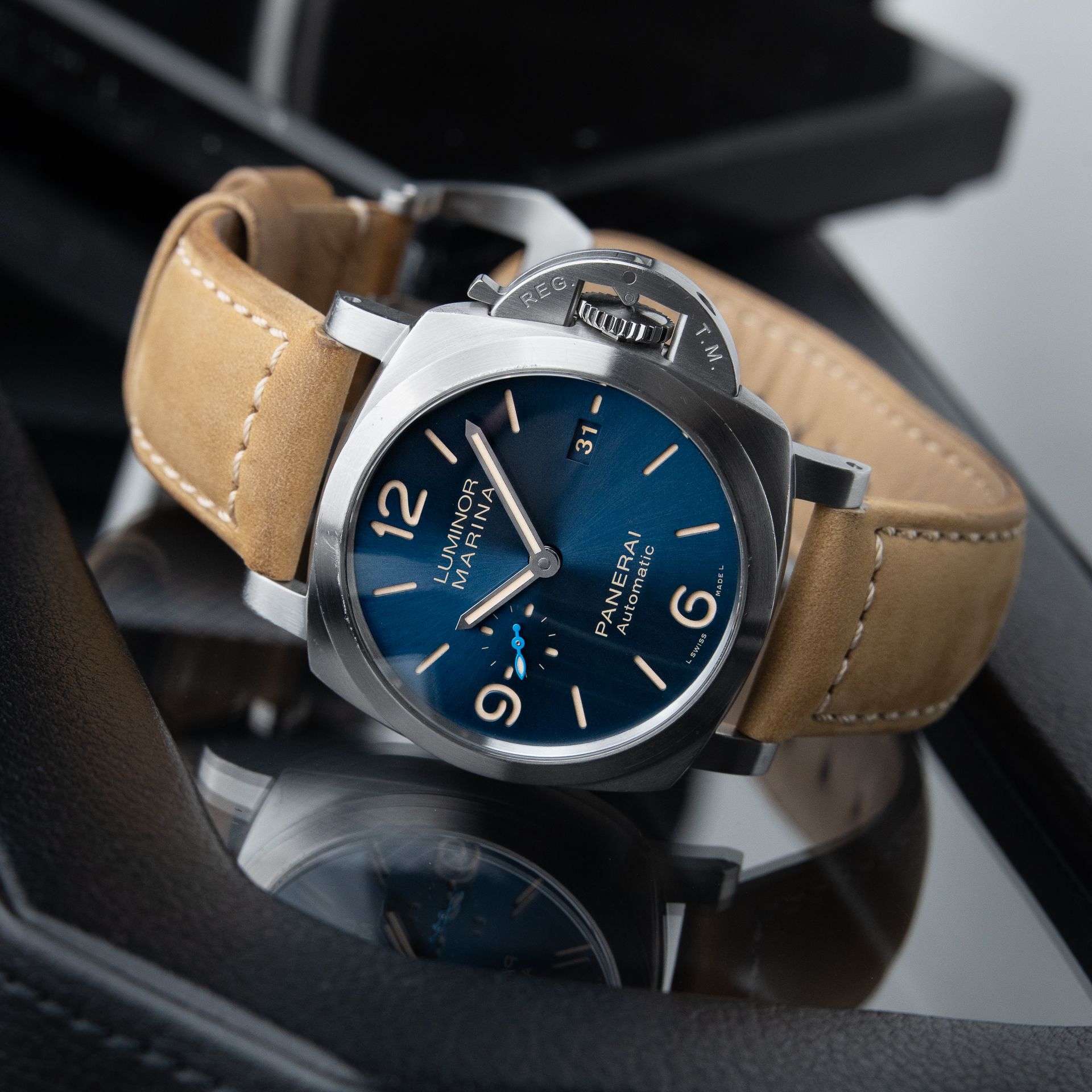 Panerai Luminor Marina 1950 Blue Dial Steel Bracelet Automatic 44 Pam1058
