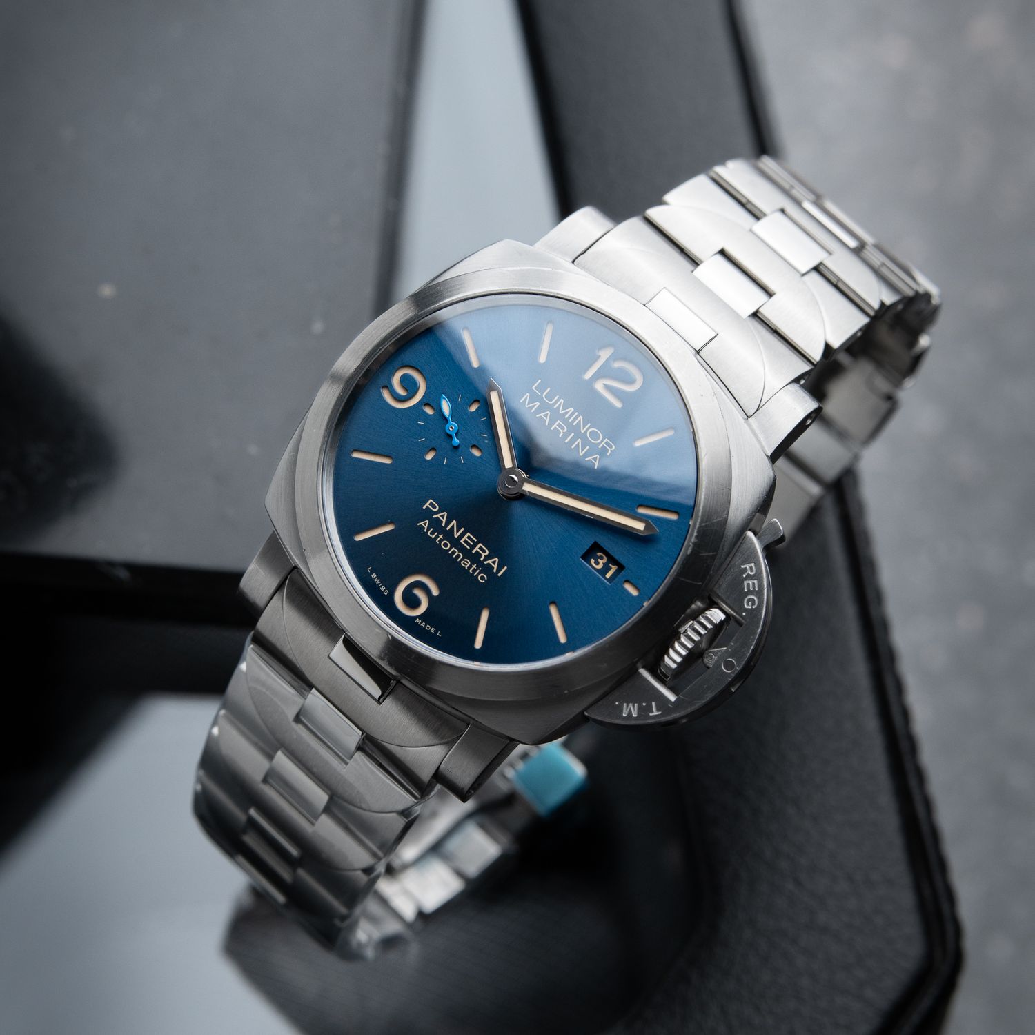 Panerai Luminor Marina 1950 Blue Dial Steel Bracelet Automatic 44
