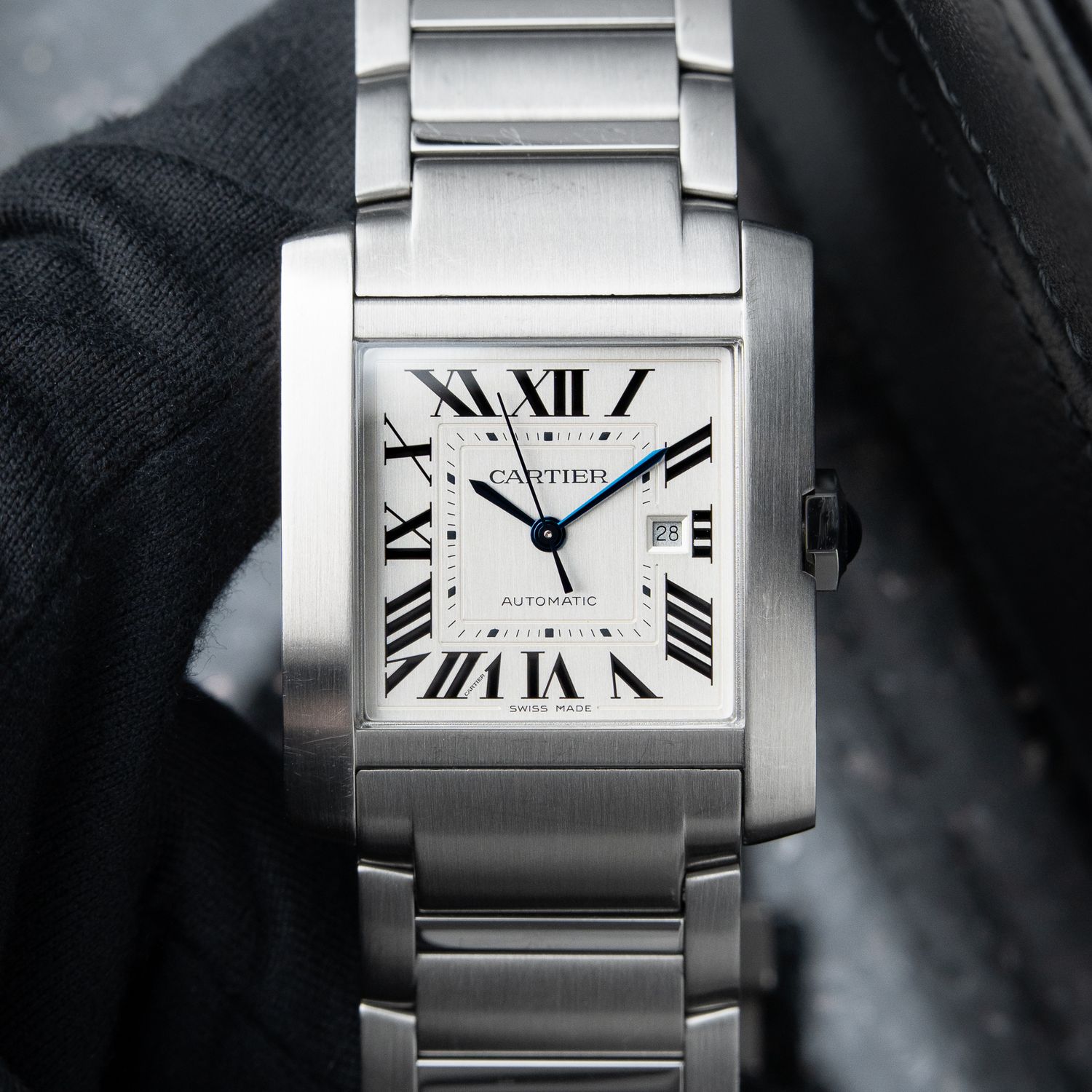 Cartier Tank Francaise Large Model Steel Bracelet Silver Dial Automatic
