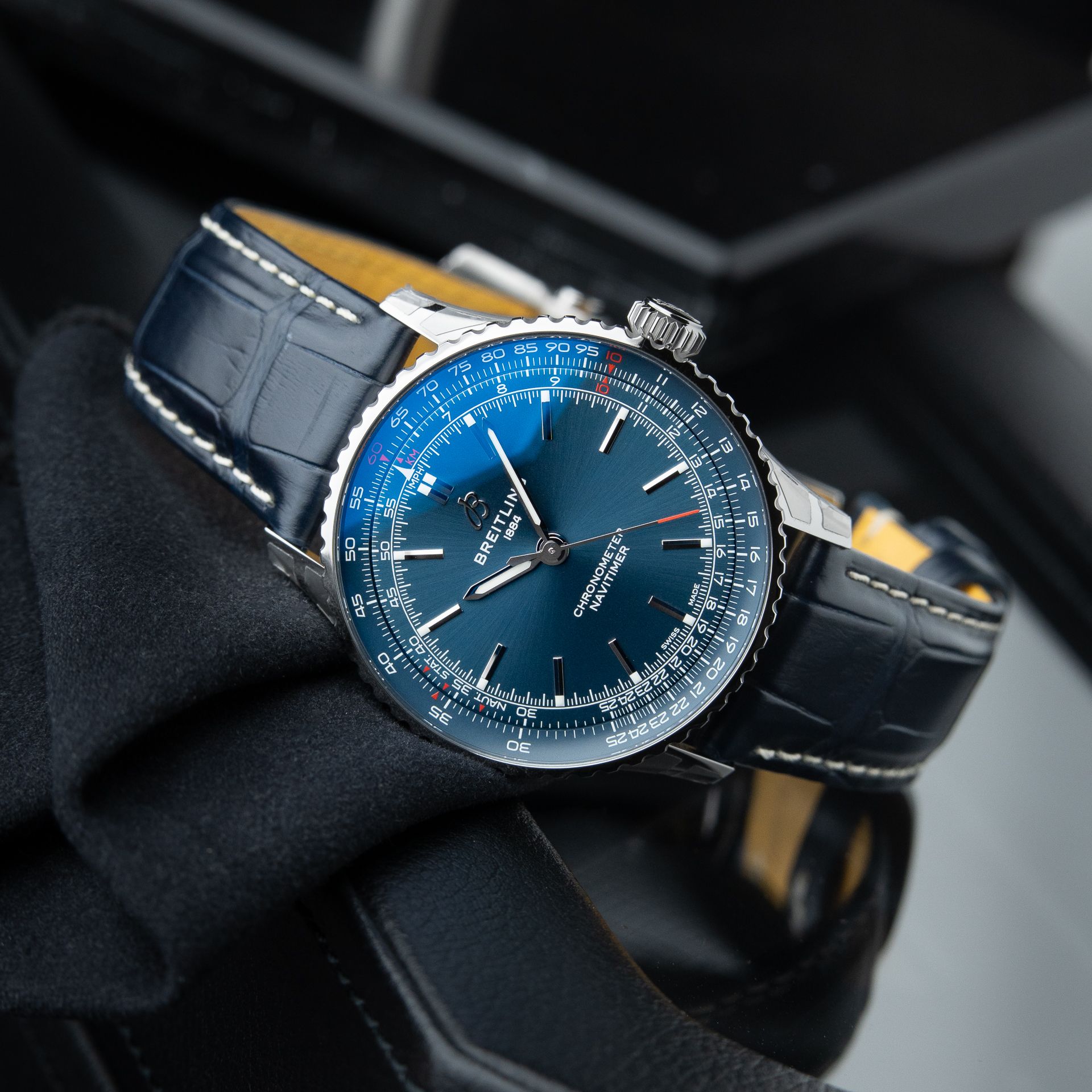 Breitling Navitimer STICKERED Automatic 41mm Blue Dial Steel Leather