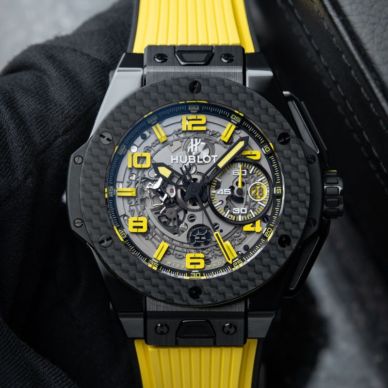 Hublot Big Bang Unico Ferrari Limited Edition Yellow Carbon Fiber Chronograph 45 Ceramic Titanium