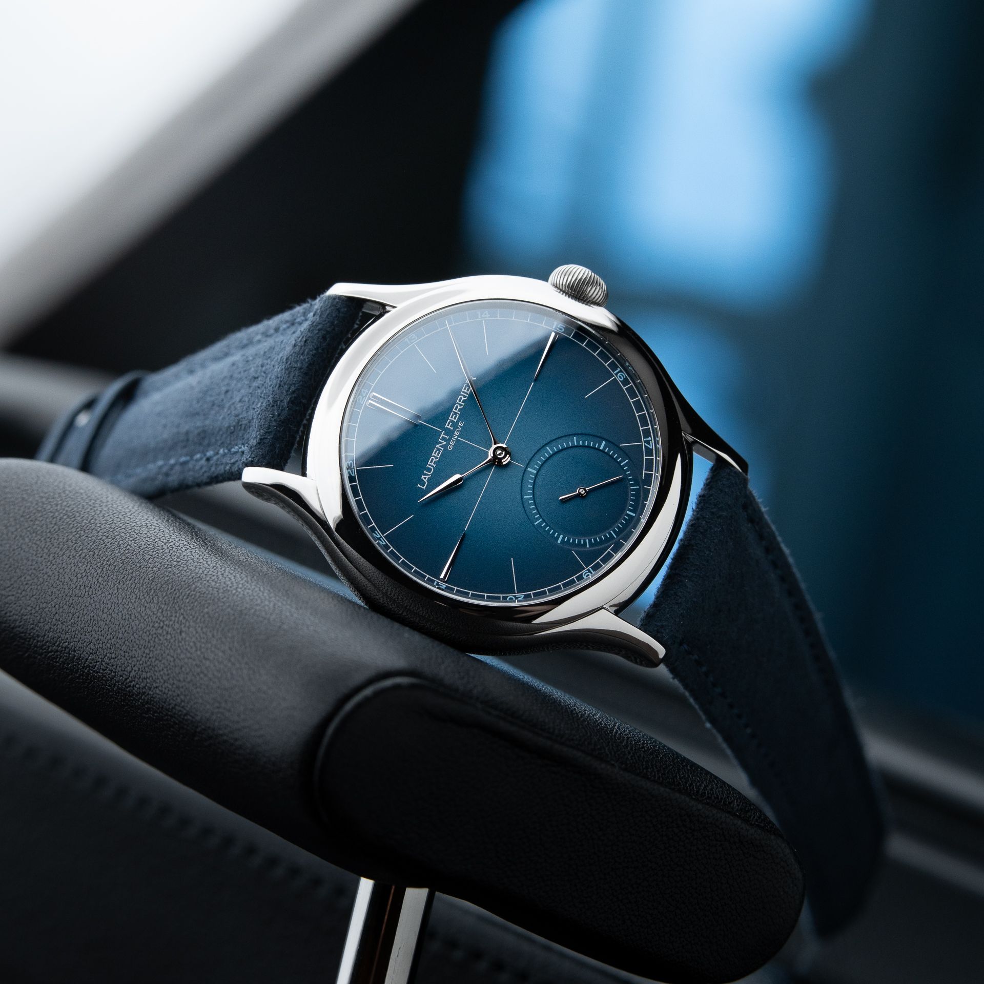 Laurent Ferrier Classic Origin 40mm UNWORN 9/2025 Titanium Blue Alcantara