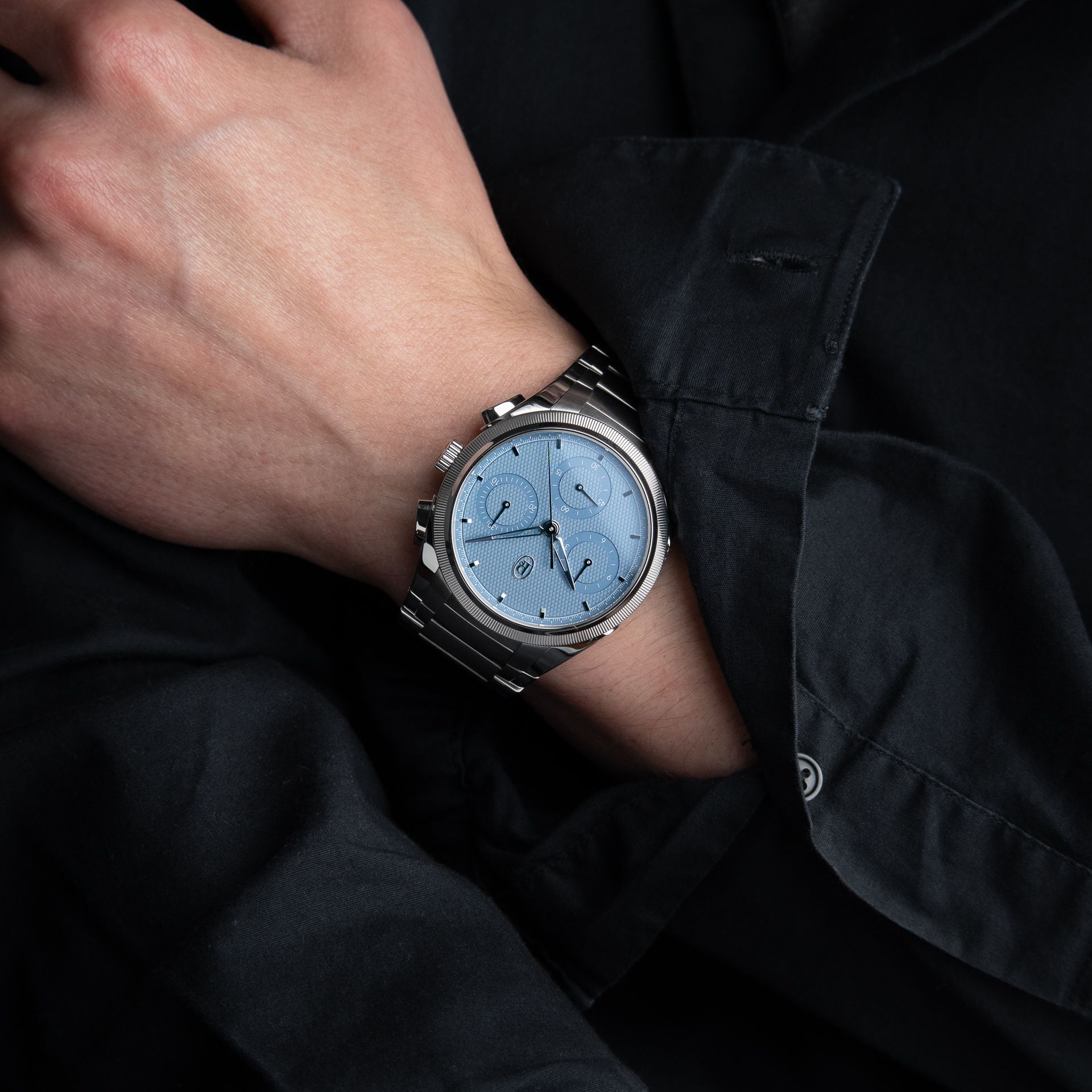 Parmigiani Fleurier Tonda PF UNWORN 2025 Chronograph Mineral Blue Platinum Bezel Steel Bracelet