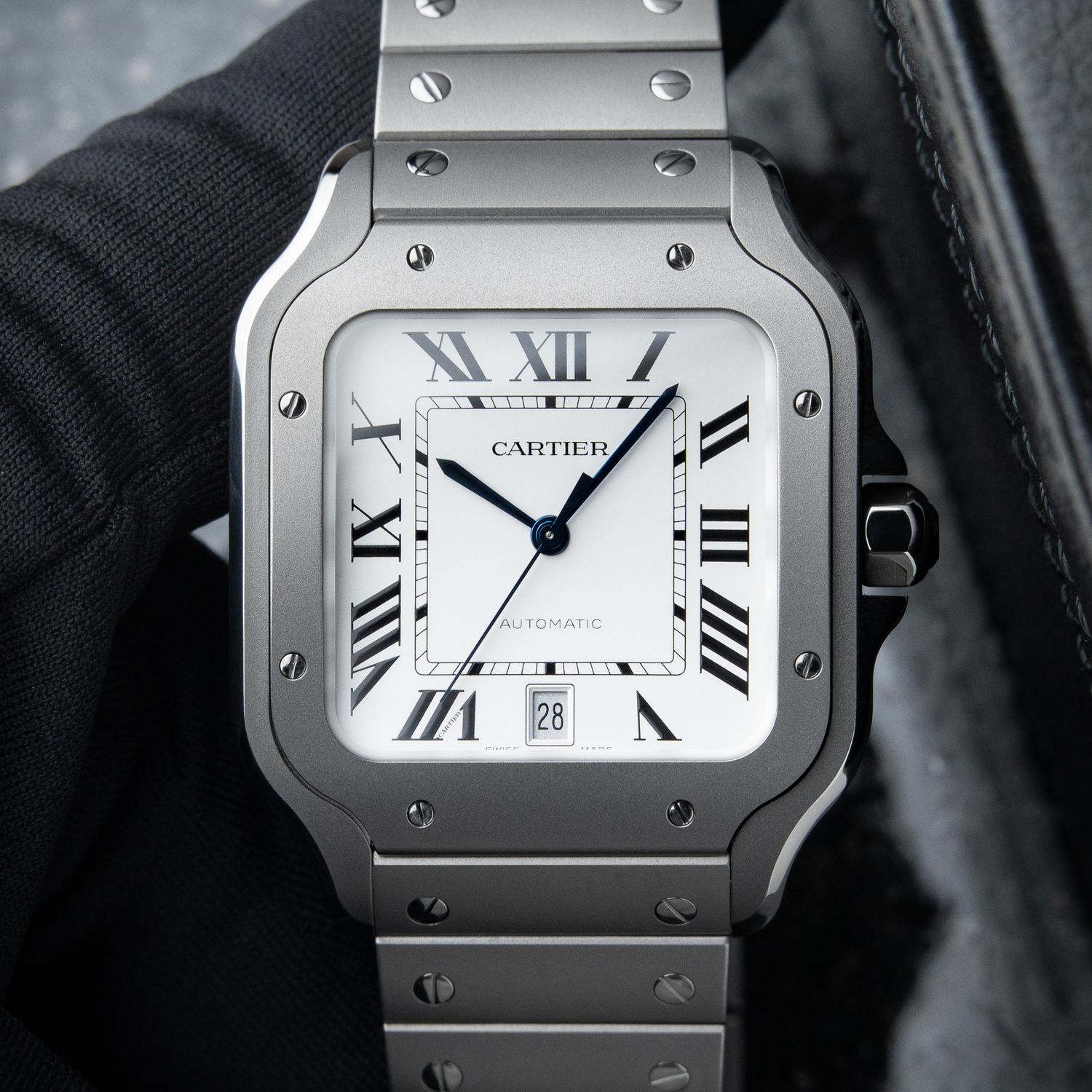 Cartier Santos De Cartier UNWORN 2025 Large Model Titanium Bracelet White