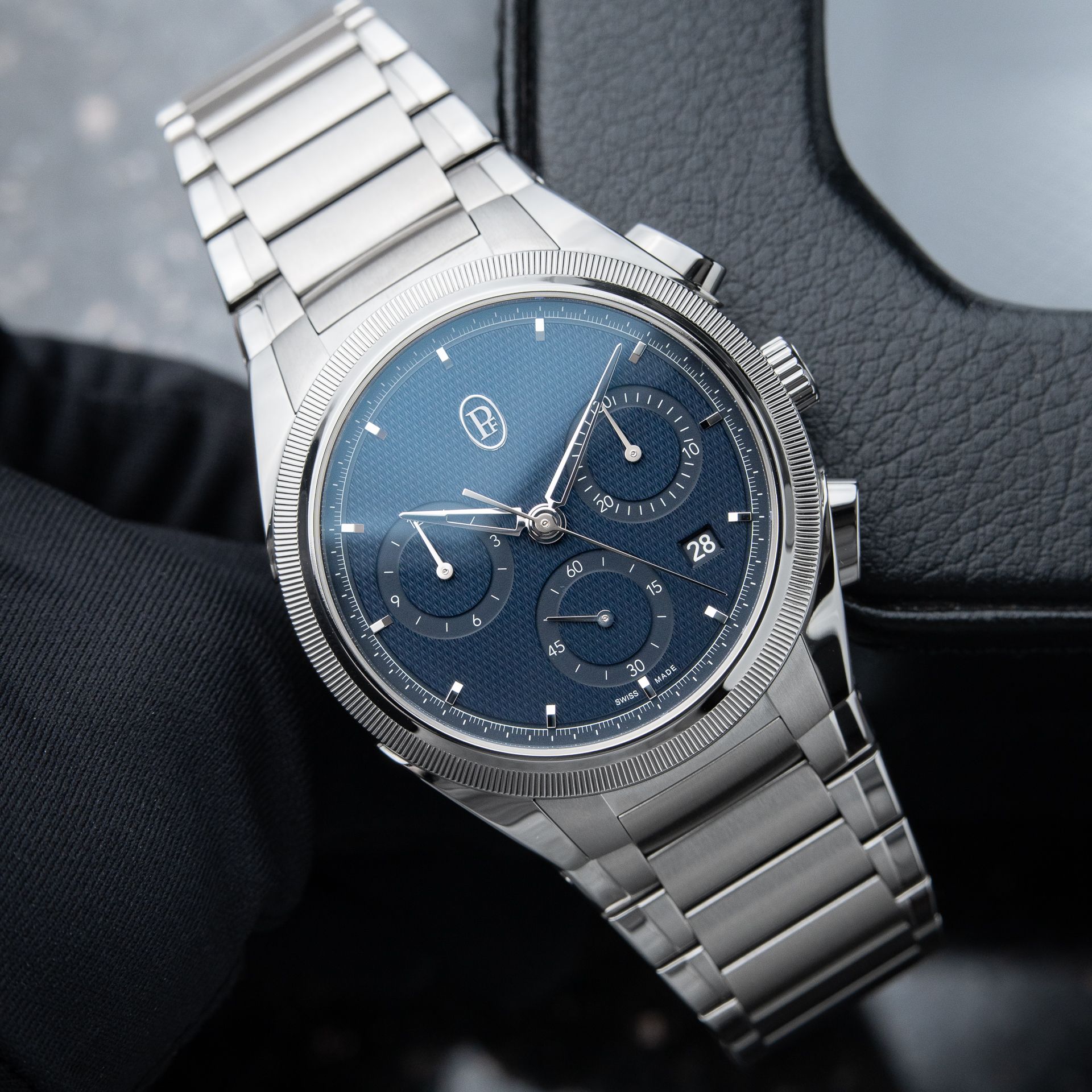 Parmigiani Fleurier Tonda PF UNWORN 4/2024 Milano Blue Chronograph Platinum Bezel Steel Bracelet