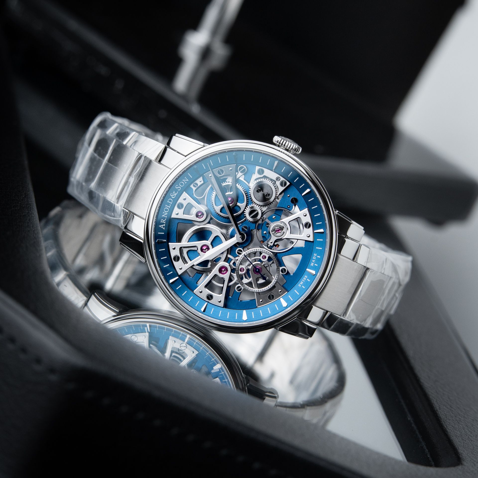 Arnold & Son Nebula UNWORN 6/2025 Blue Skeleton Openworked Steel Bracelet