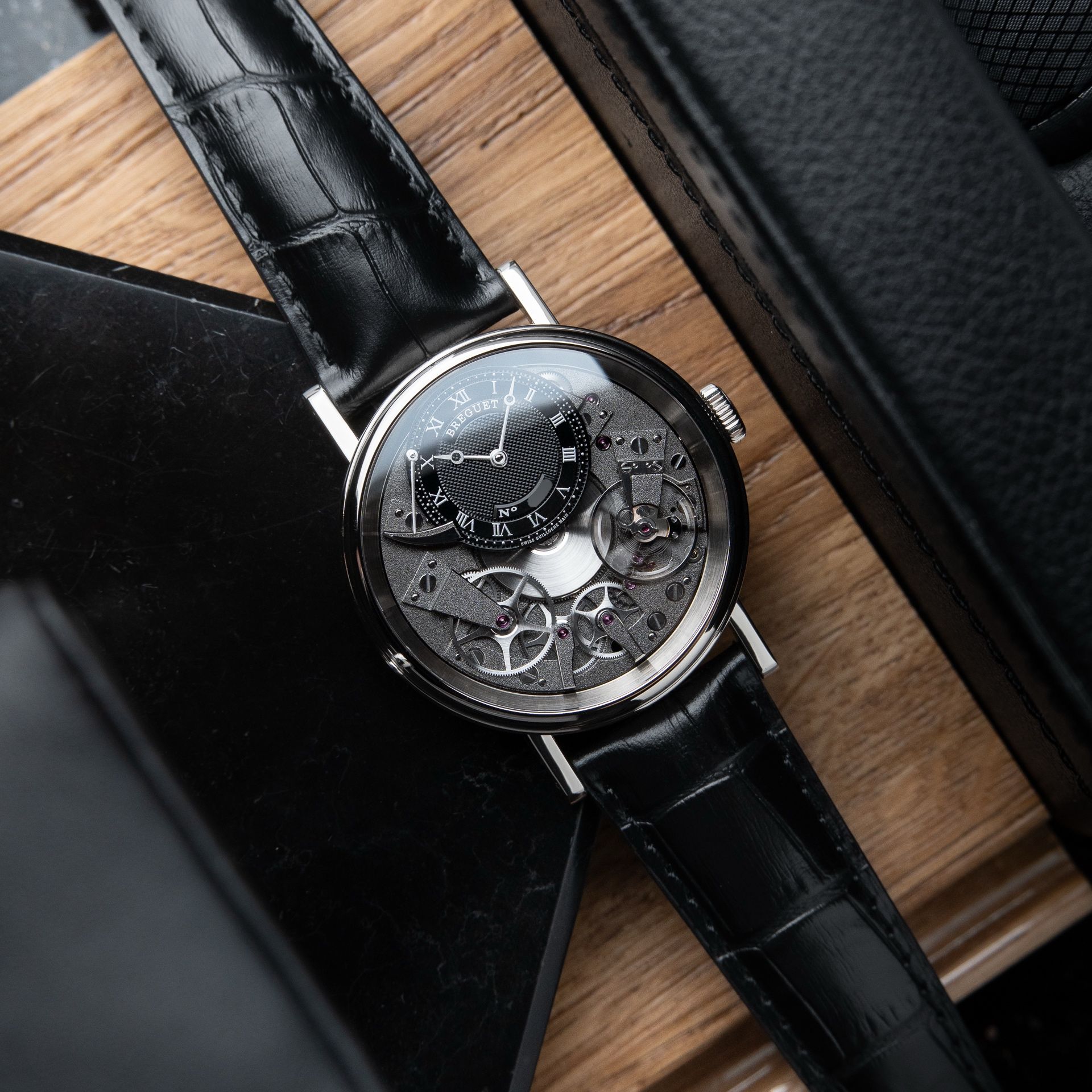 Breguet Tradition 7057BB White Gold Openworked Black Power Reserve Leather