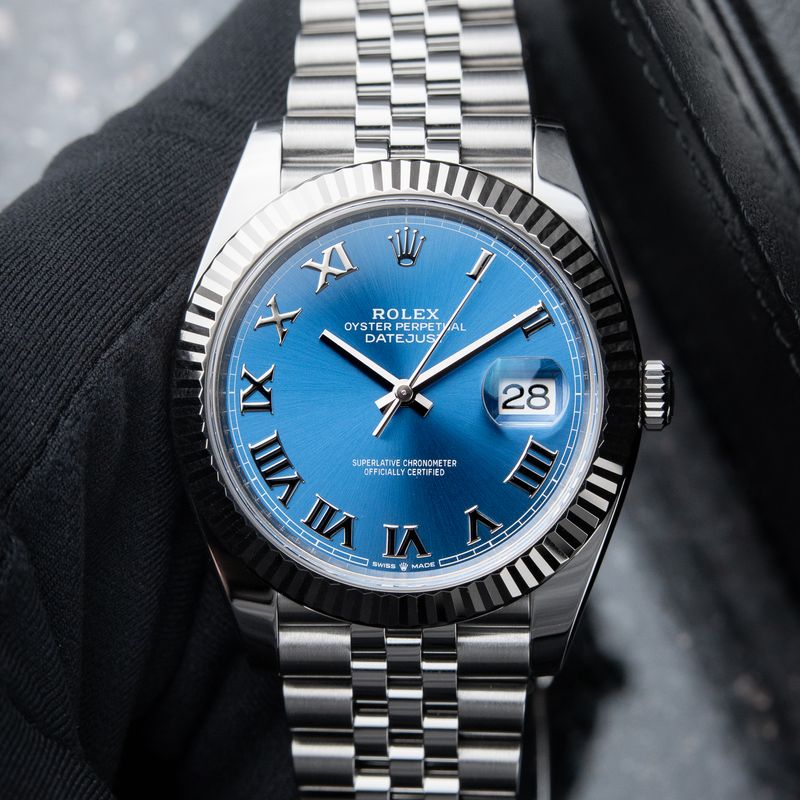 Rolex Datejust 41 12/2024 Blue Roman Dial Fluted Bezel Jubilee Bracelet