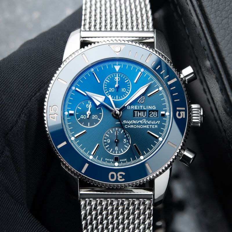 Breitling Superocean Heritage II 44 Chronograph Blue Dial Steel Bracelet