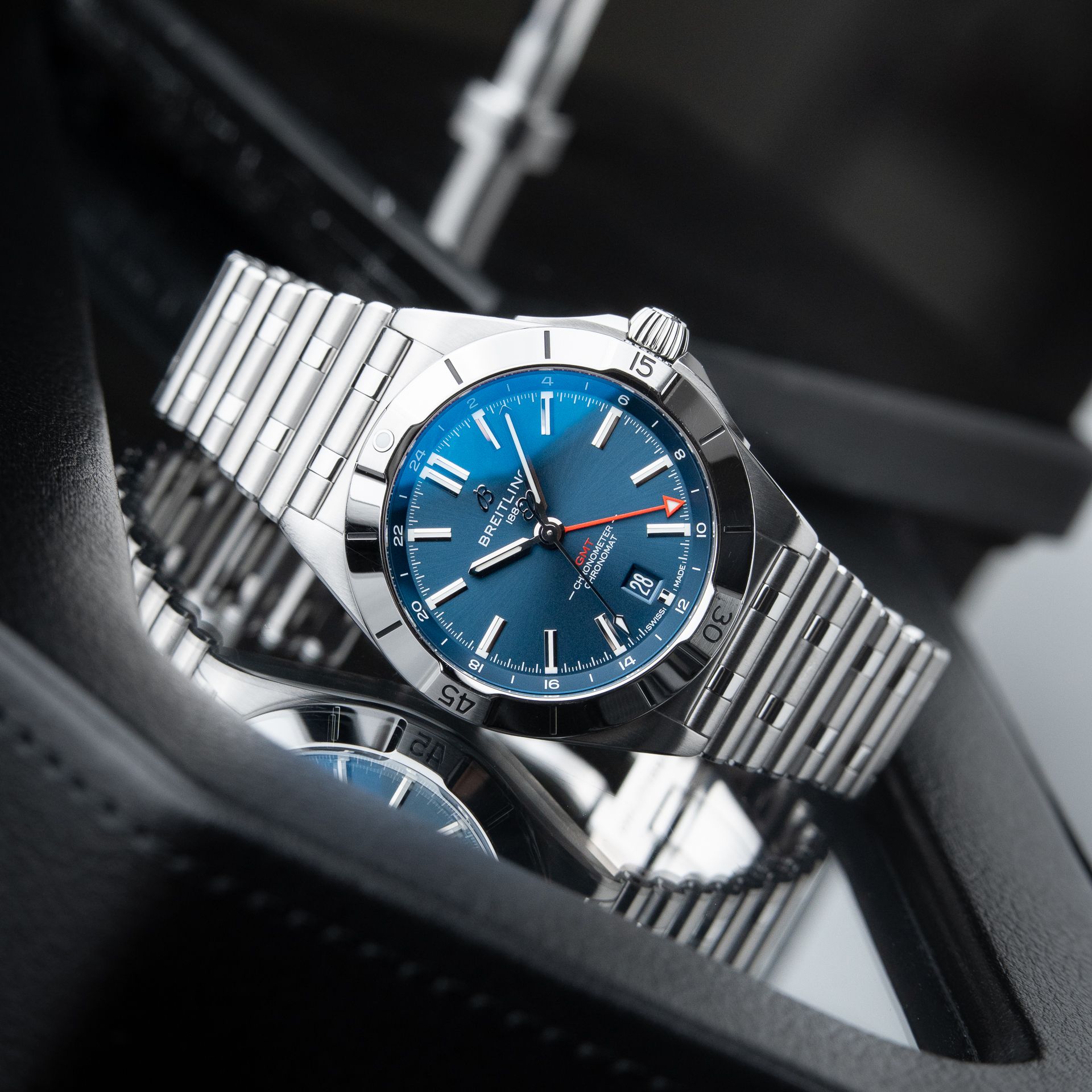 Breitling Chronomat Automatic 2025 GMT 40 Blue Sunburst Steel Bracelet Set
