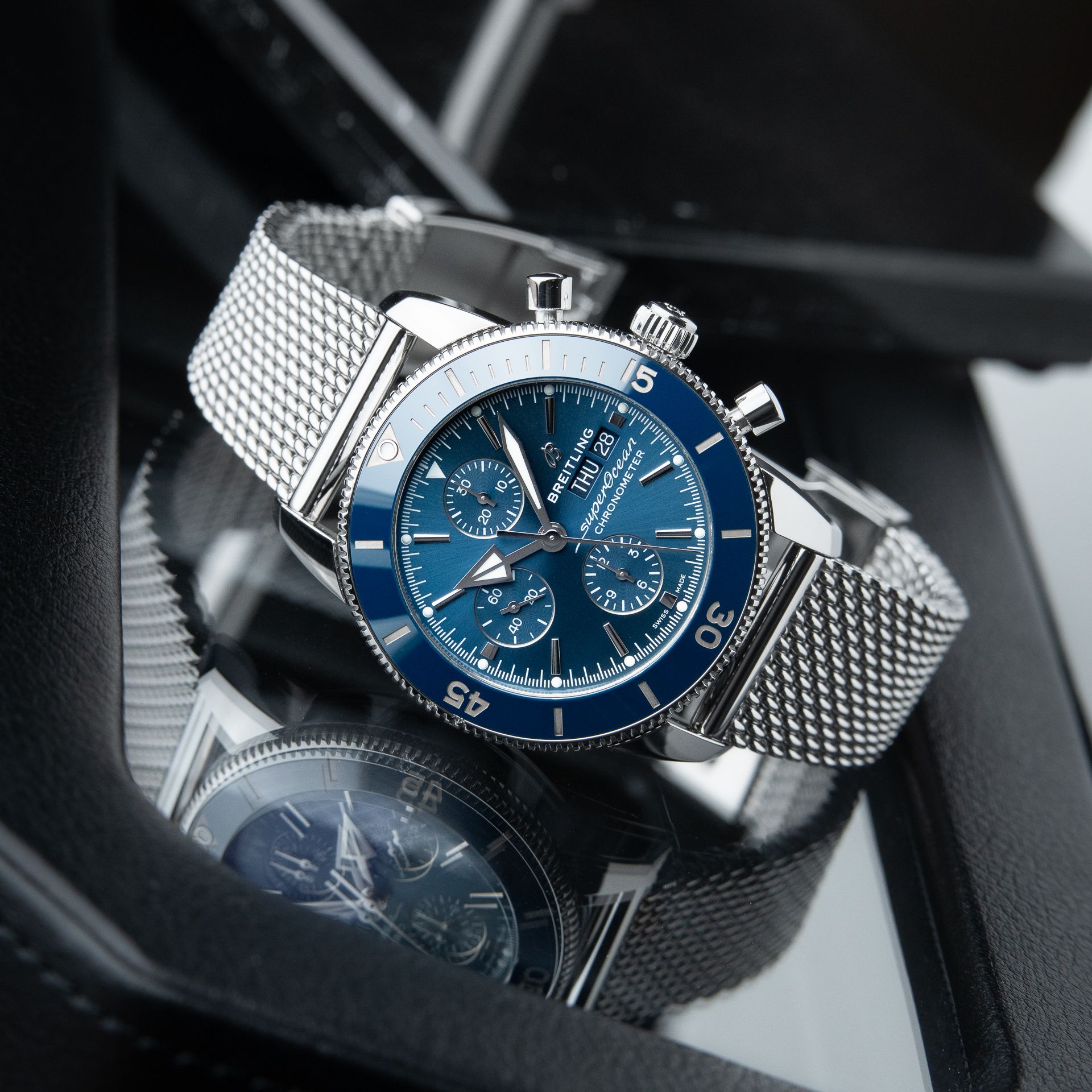 Breitling Superocean Heritage II 44 Chronograph Blue Dial Steel Bracelet